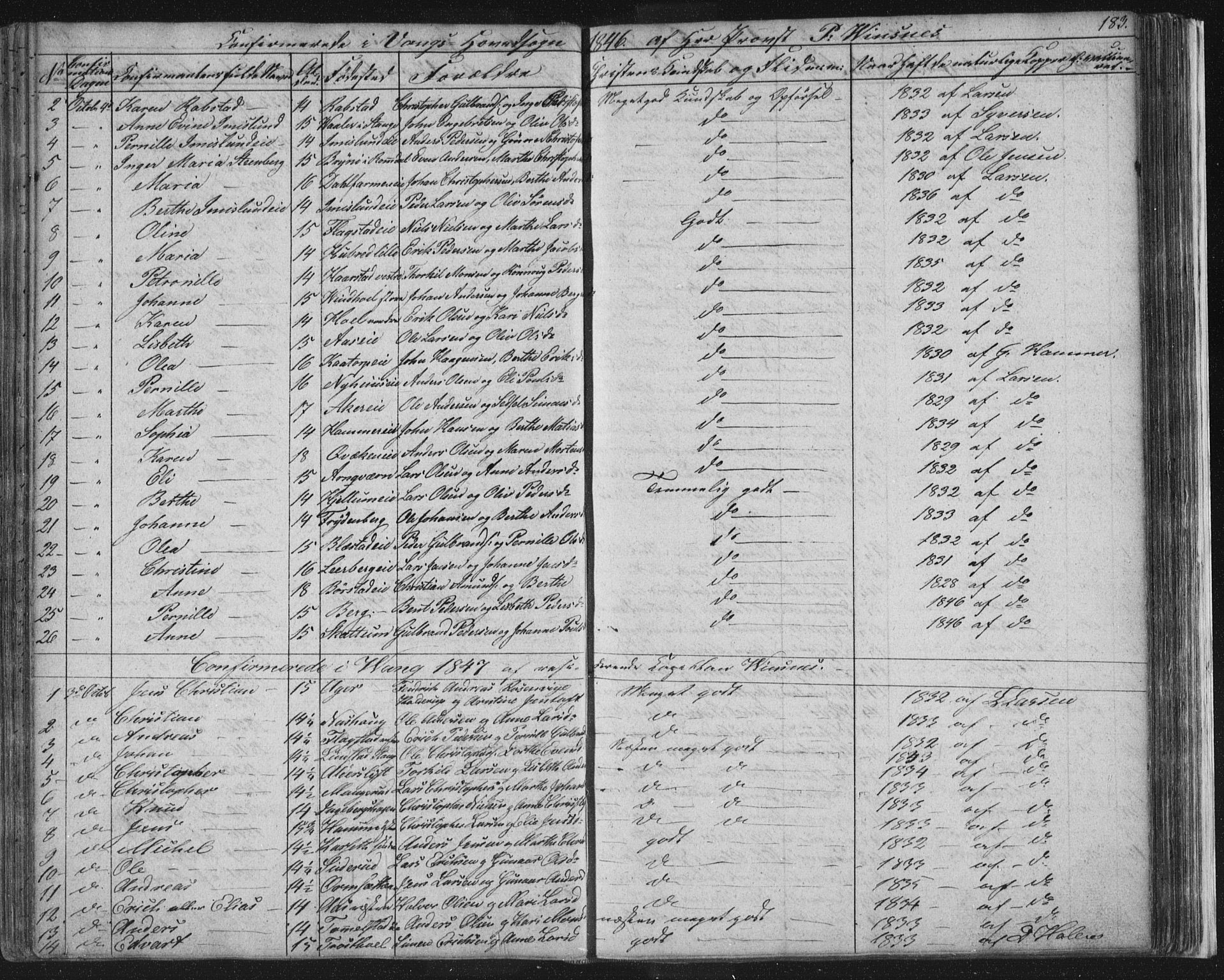 Vang prestekontor, Hedmark, SAH/PREST-008/H/Ha/Hab/L0008: Parish register (copy) no. 8, 1832-1854, p. 183