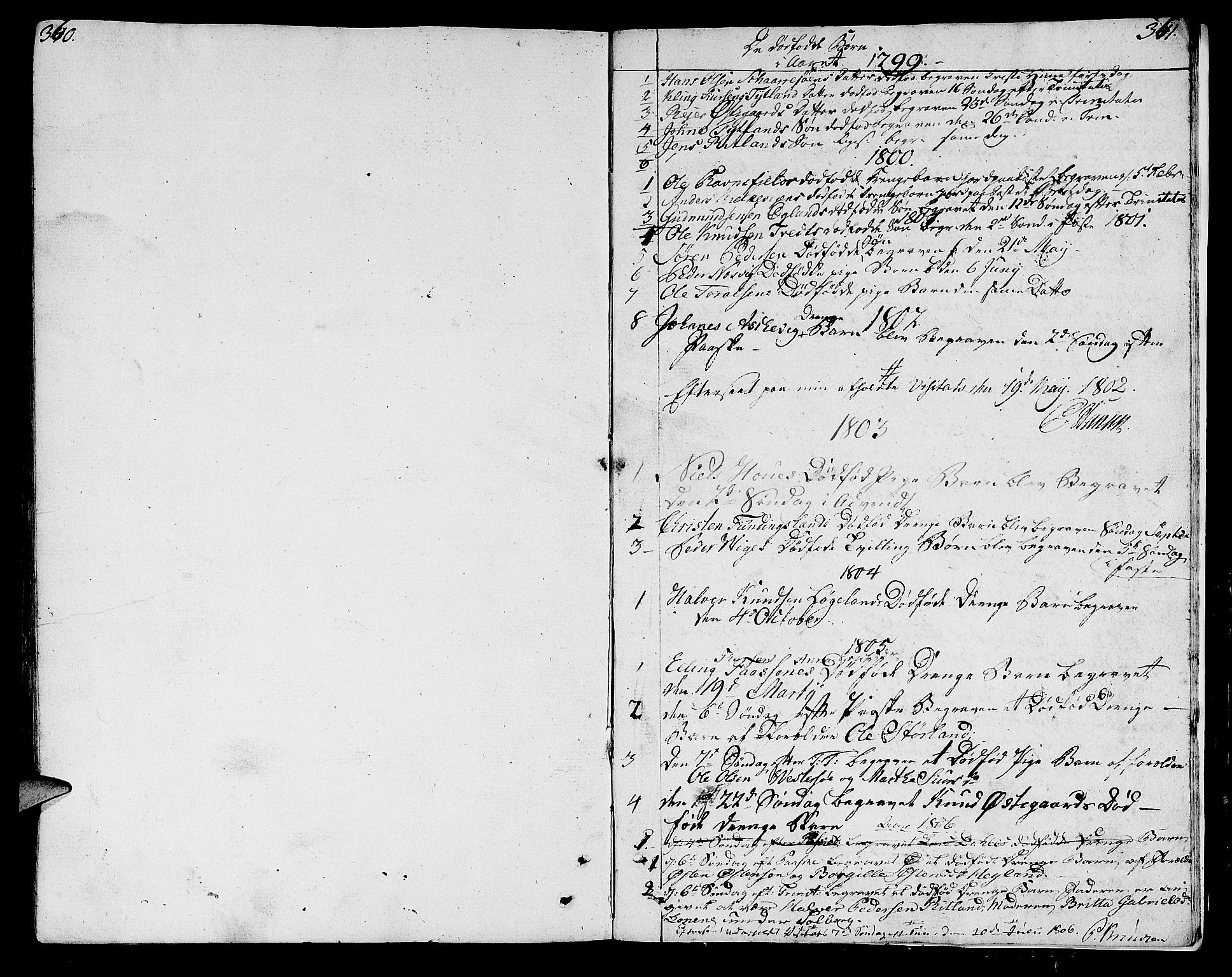 Hjelmeland sokneprestkontor, AV/SAST-A-101843/01/IV/L0002: Parish register (official) no. A 2, 1799-1816, p. 360-361