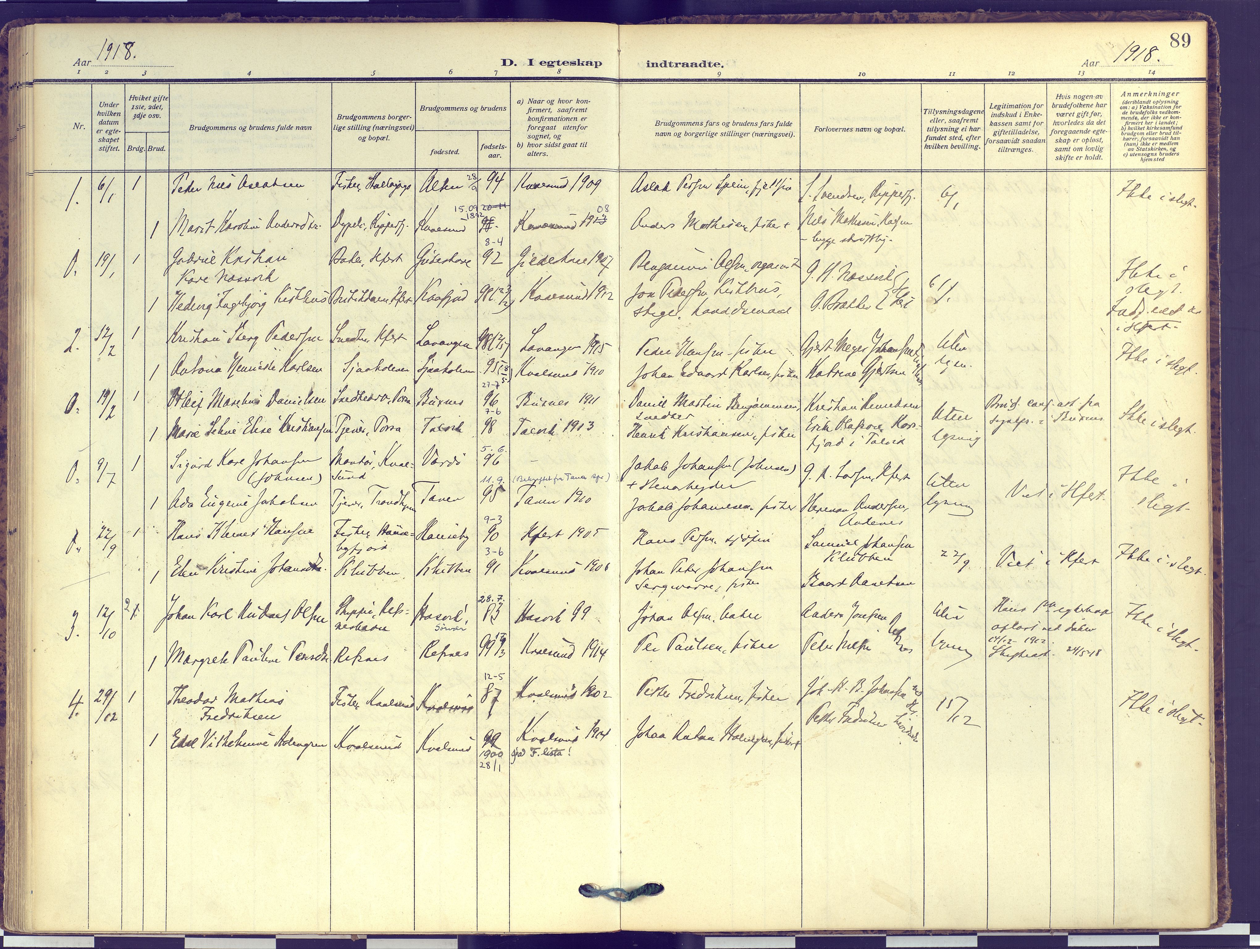 Hammerfest sokneprestkontor, SATØ/S-1347: Parish register (official) no. 16, 1908-1923, p. 89