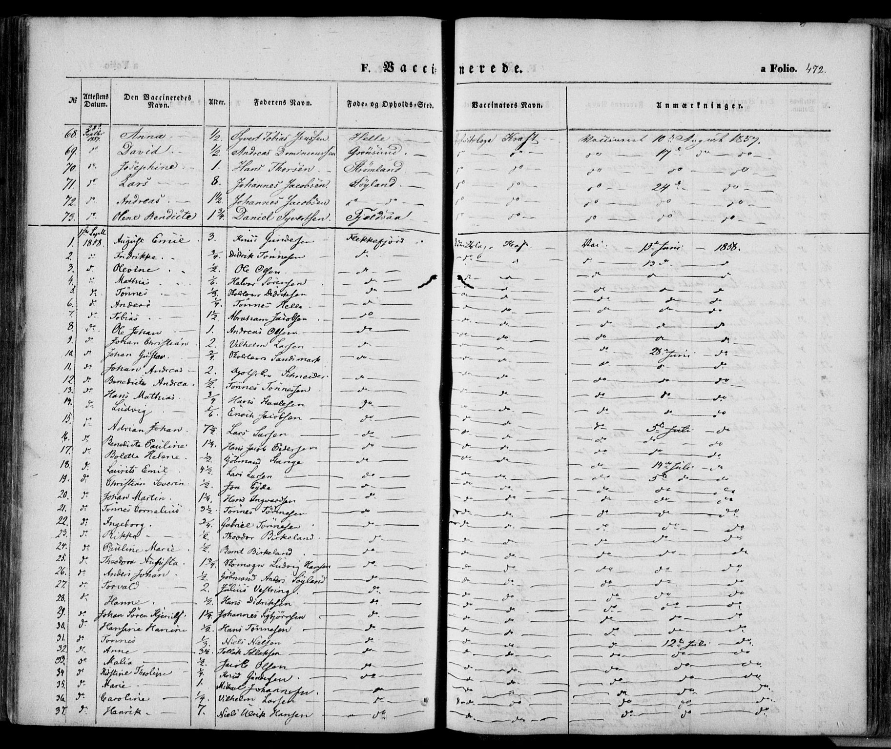 Flekkefjord sokneprestkontor, SAK/1111-0012/F/Fa/Fac/L0005: Parish register (official) no. A 5, 1849-1875, p. 472