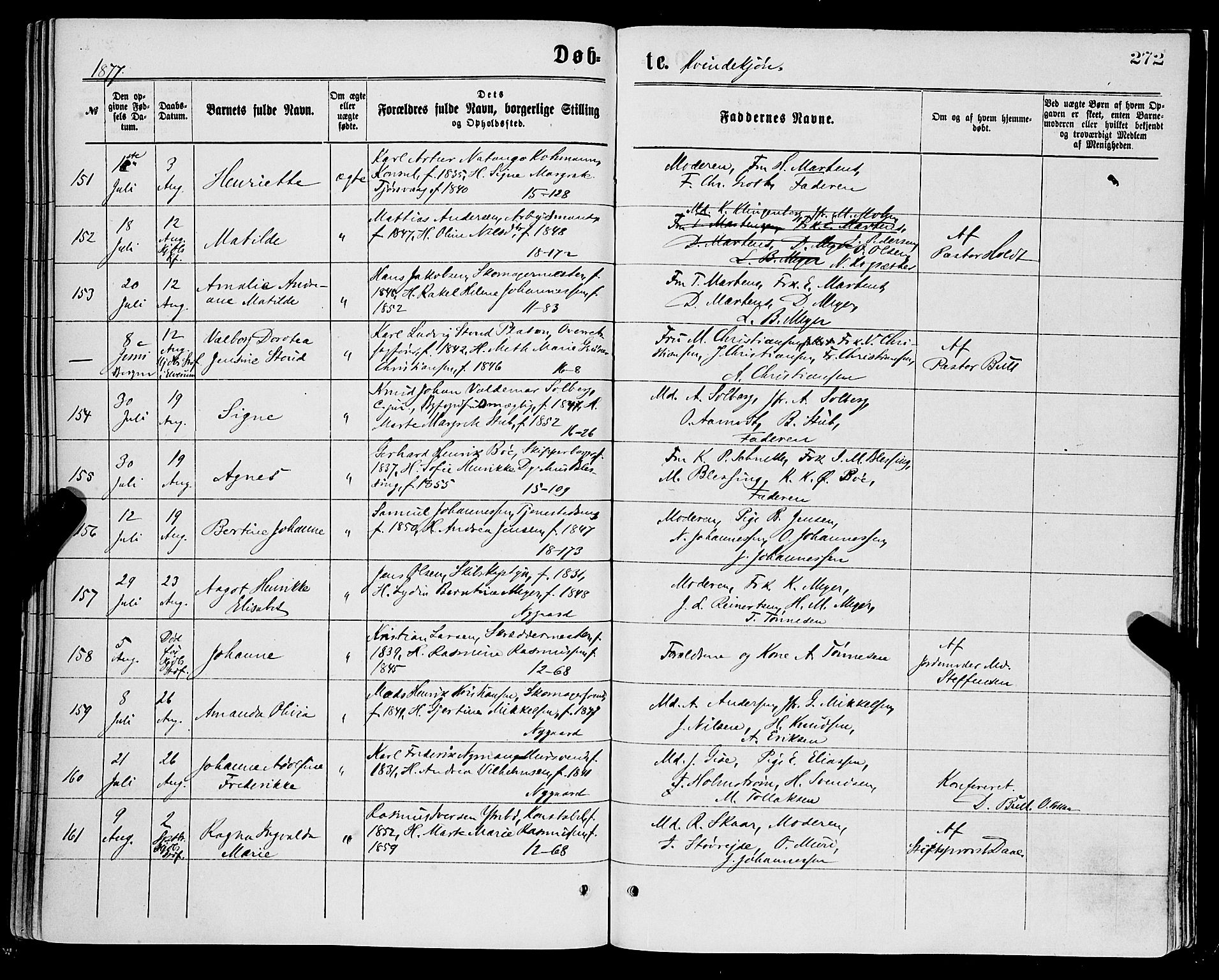 Domkirken sokneprestembete, SAB/A-74801/H/Haa/L0022: Parish register (official) no. B 5, 1872-1878, p. 272