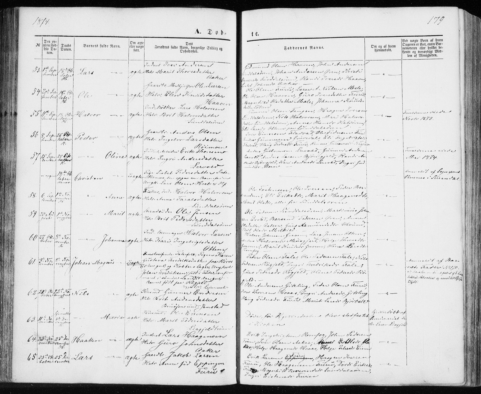 Ministerialprotokoller, klokkerbøker og fødselsregistre - Møre og Romsdal, SAT/A-1454/590/L1013: Parish register (official) no. 590A05, 1847-1877, p. 179