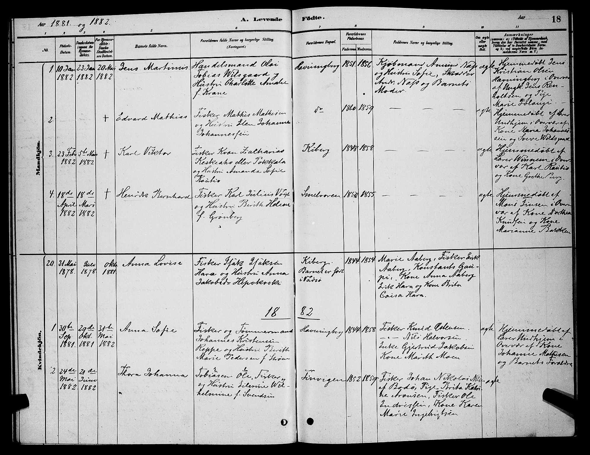 Vardø sokneprestkontor, SATØ/S-1332/H/Hb/L0006klokker: Parish register (copy) no. 6, 1879-1887, p. 18