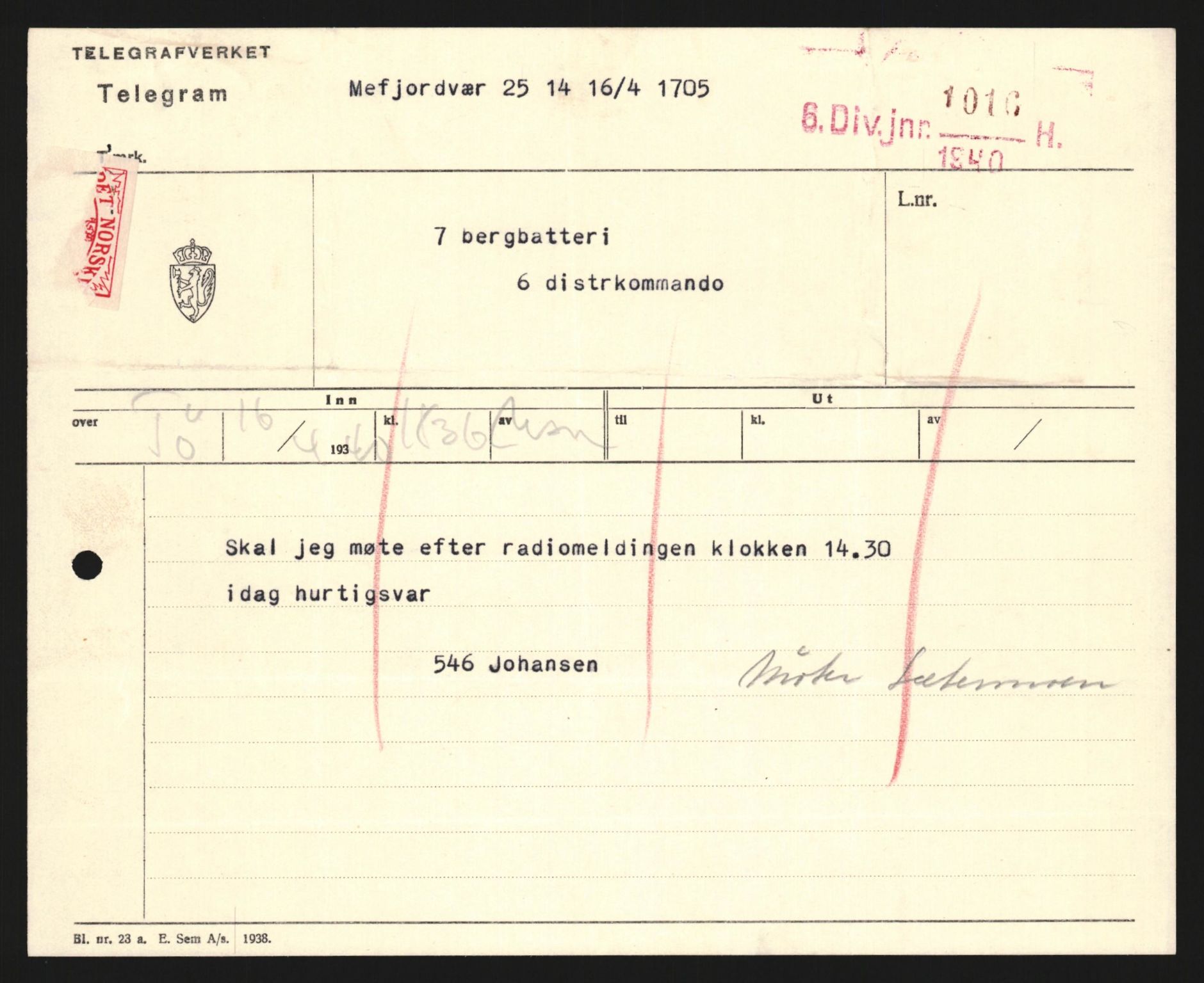 Forsvaret, Forsvarets krigshistoriske avdeling, AV/RA-RAFA-2017/Y/Yb/L0122: II-C-11-600  -  6. Divisjon med avdelinger, 1940, p. 21