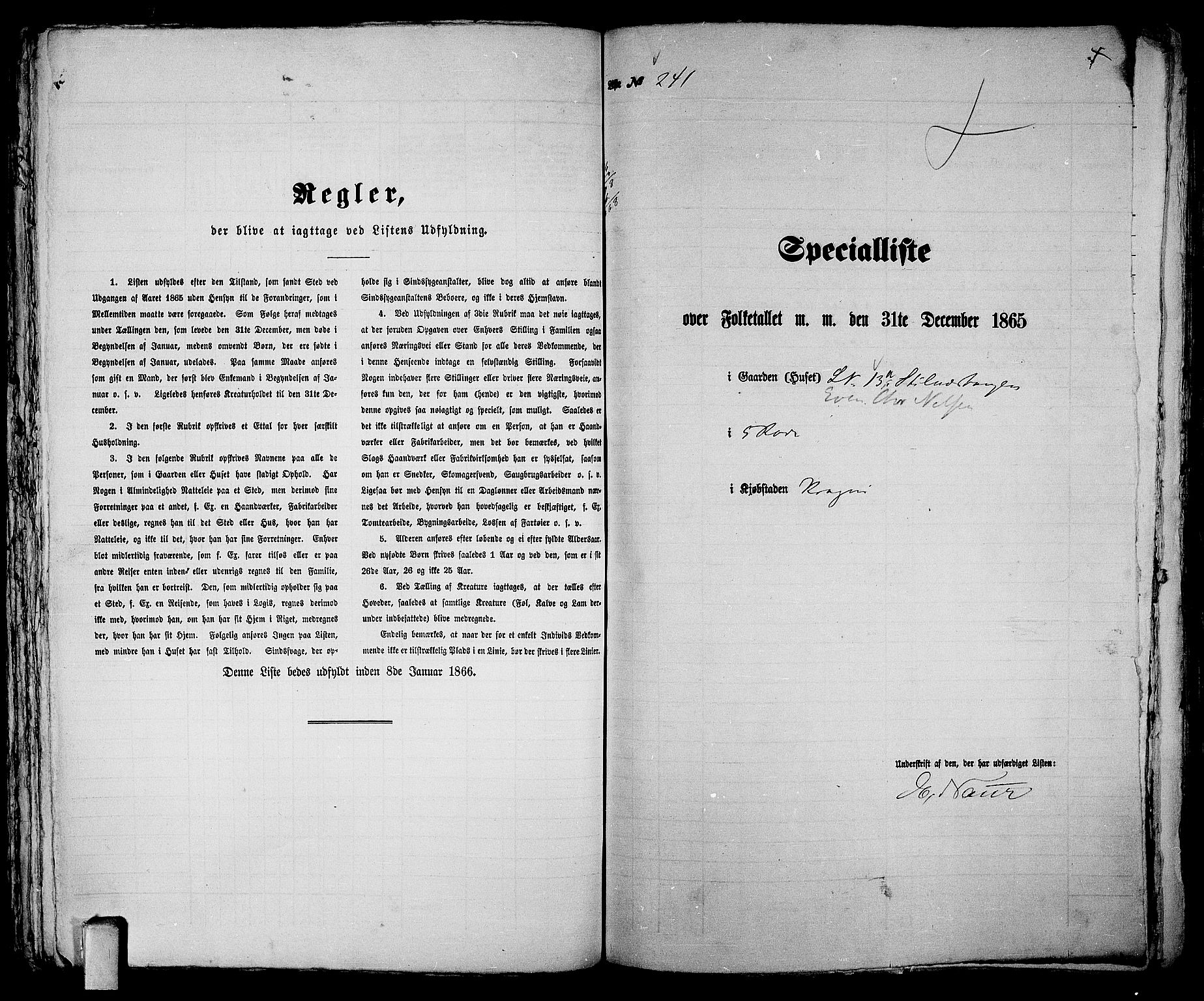 RA, 1865 census for Kragerø/Kragerø, 1865, p. 492