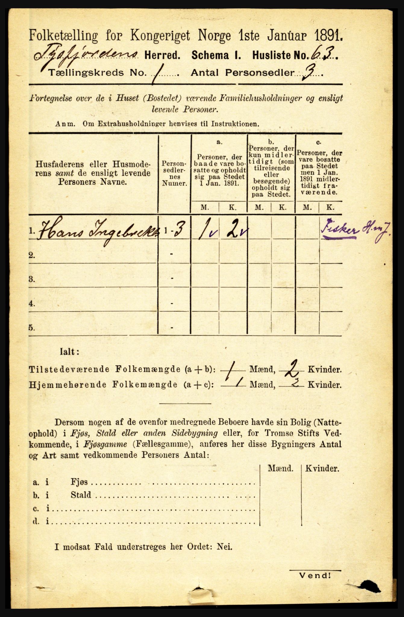 RA, 1891 census for 1850 Tysfjord, 1891, p. 78