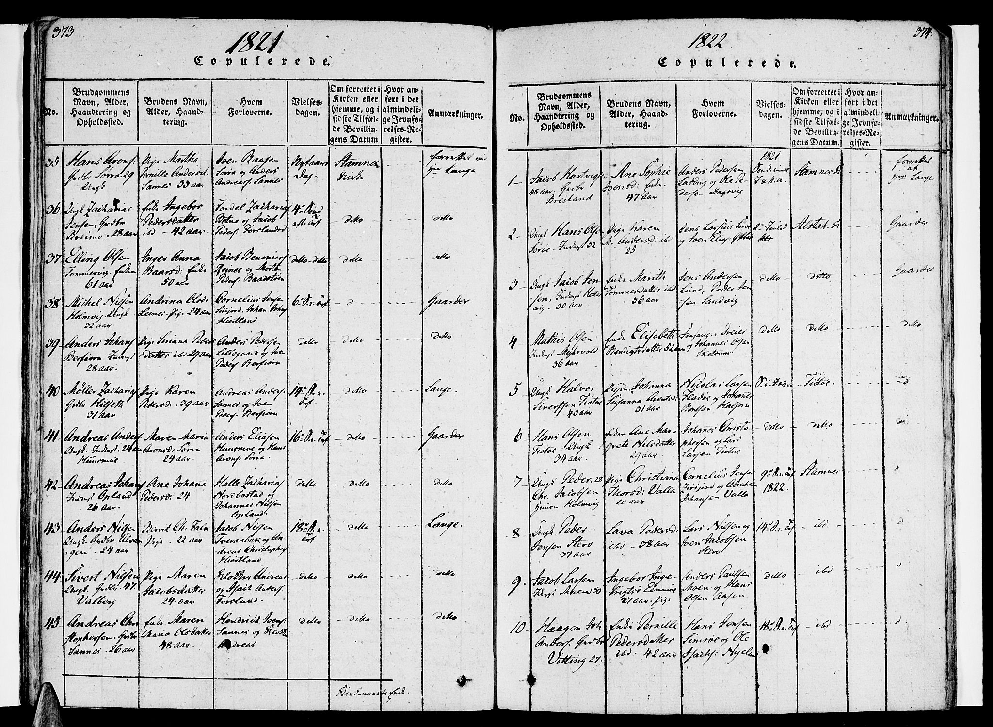 Ministerialprotokoller, klokkerbøker og fødselsregistre - Nordland, SAT/A-1459/830/L0445: Parish register (official) no. 830A09, 1820-1830, p. 373-374