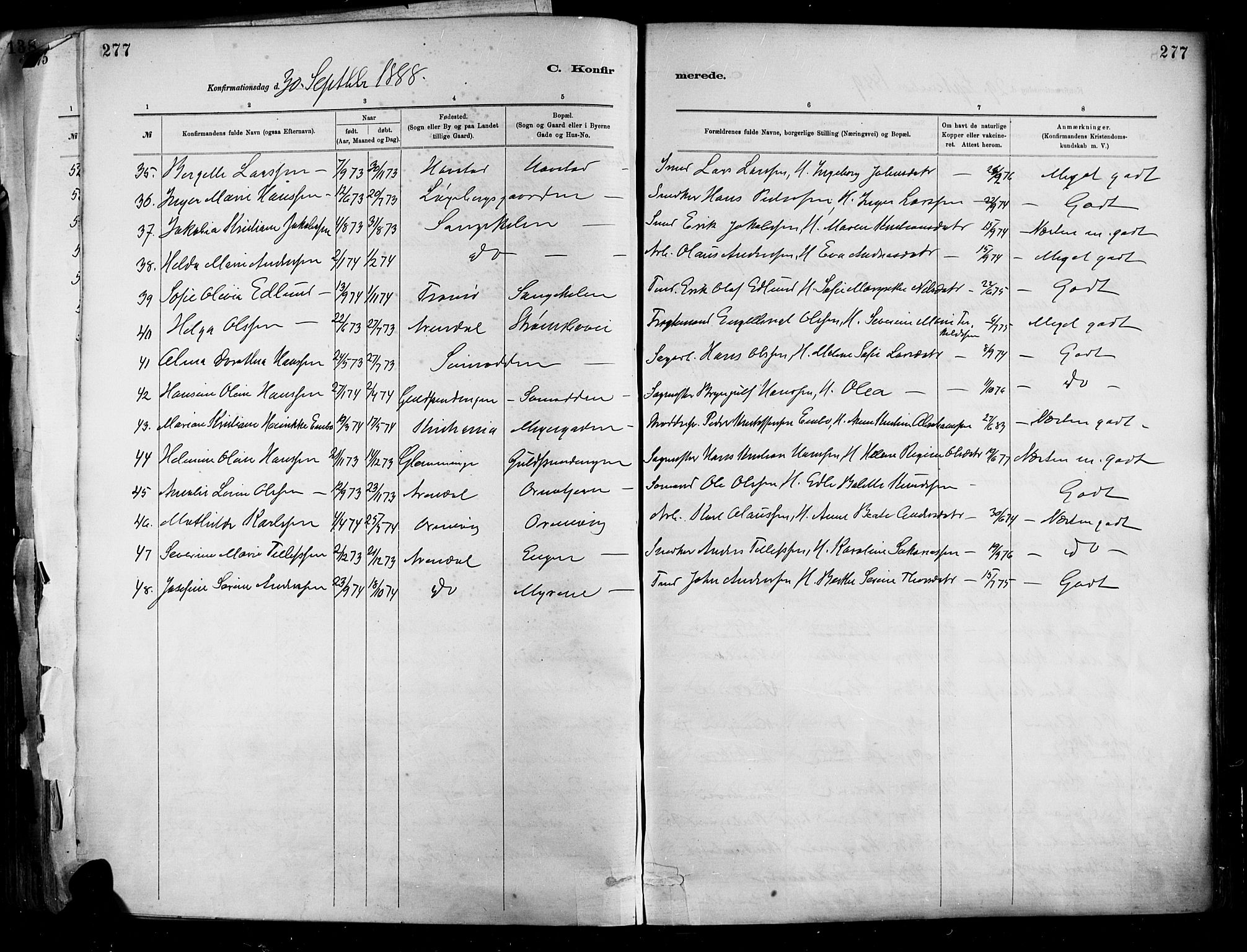 Barbu sokneprestkontor, SAK/1111-0003/F/Fa/L0002: Parish register (official) no. A 2, 1883-1898, p. 277