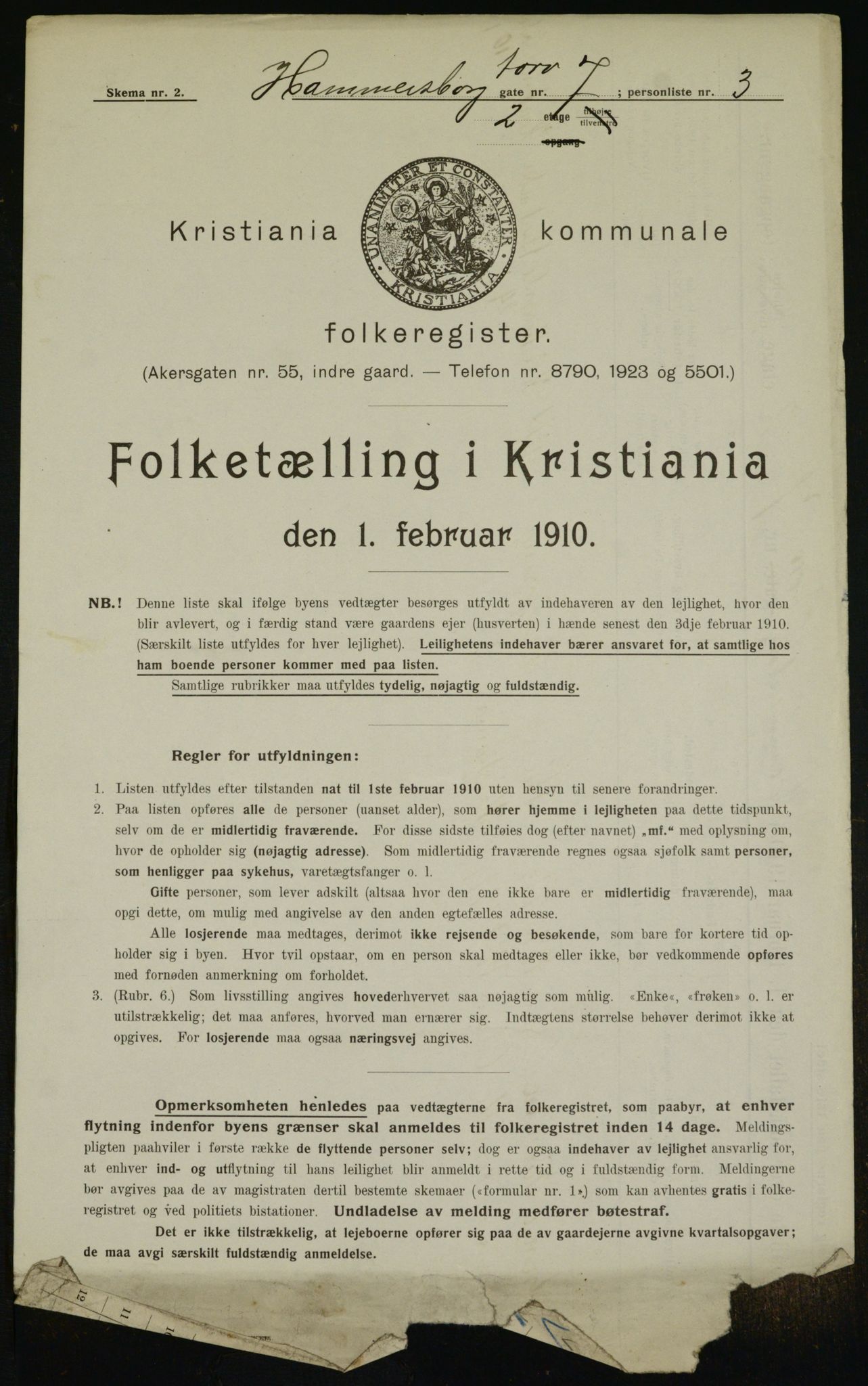 OBA, Municipal Census 1910 for Kristiania, 1910, p. 32358