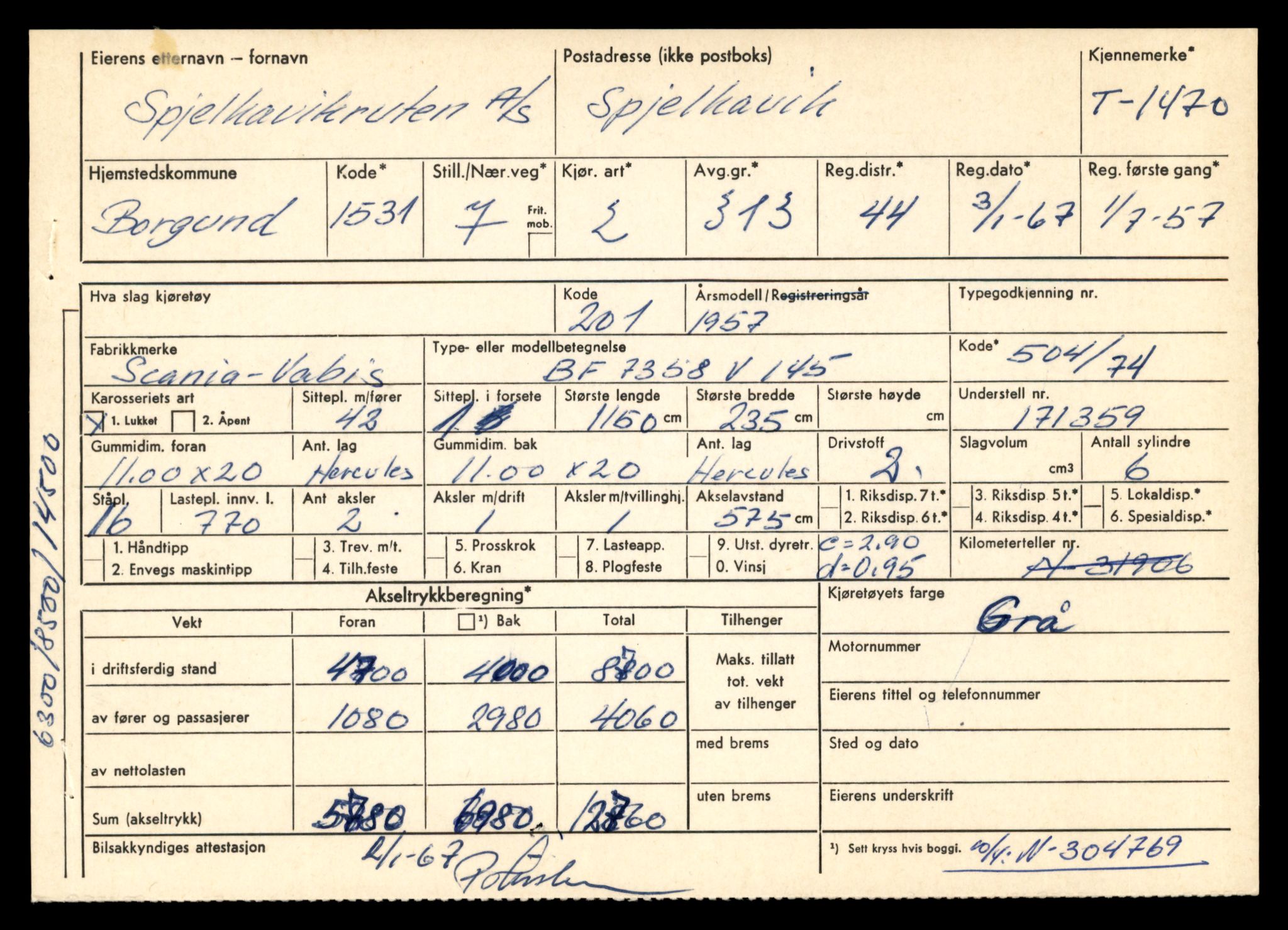 Møre og Romsdal vegkontor - Ålesund trafikkstasjon, AV/SAT-A-4099/F/Fe/L0013: Registreringskort for kjøretøy T 1451 - T 1564, 1927-1998, p. 373