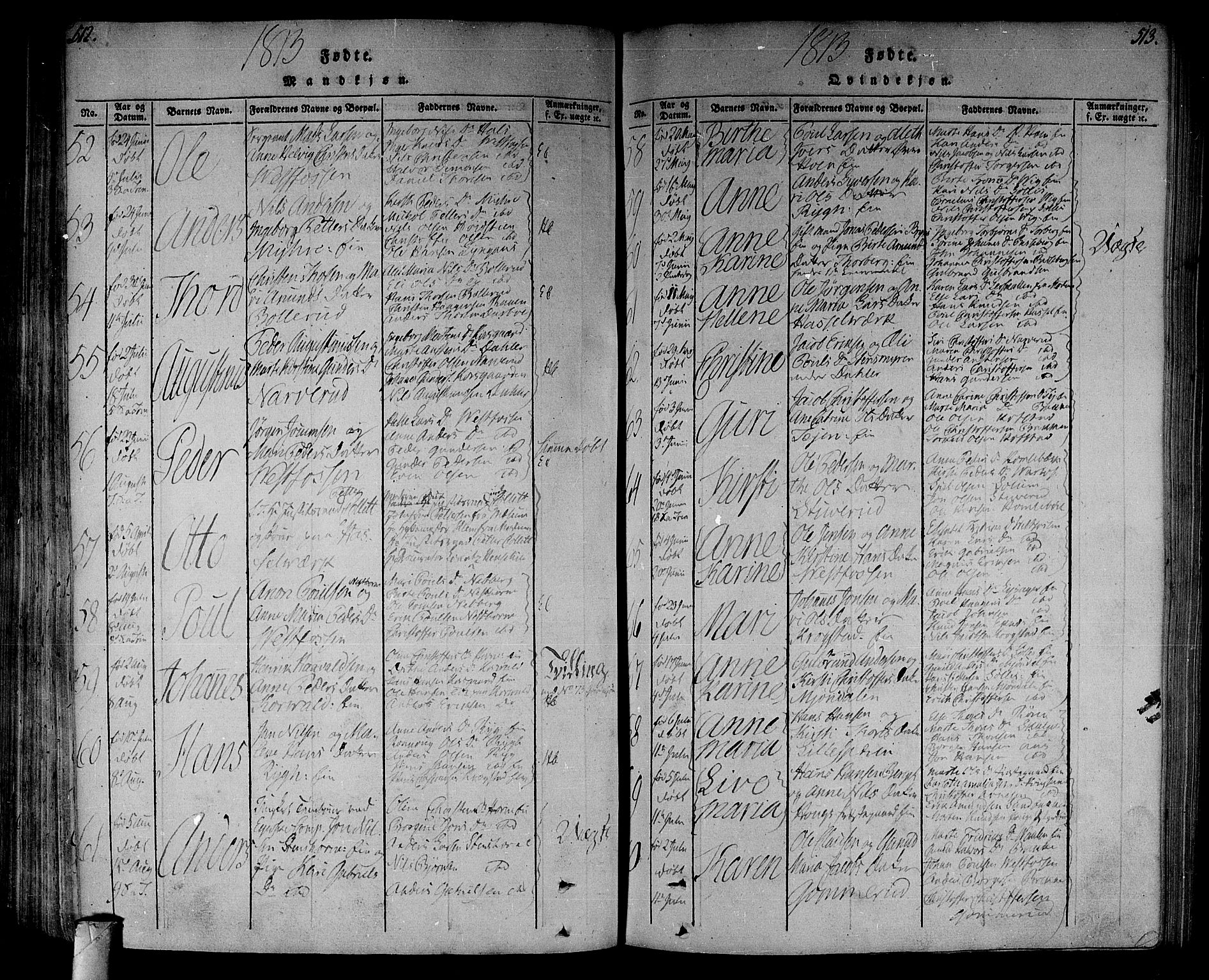 Eiker kirkebøker, SAKO/A-4/F/Fa/L0010: Parish register (official) no. I 10, 1806-1815, p. 512-513
