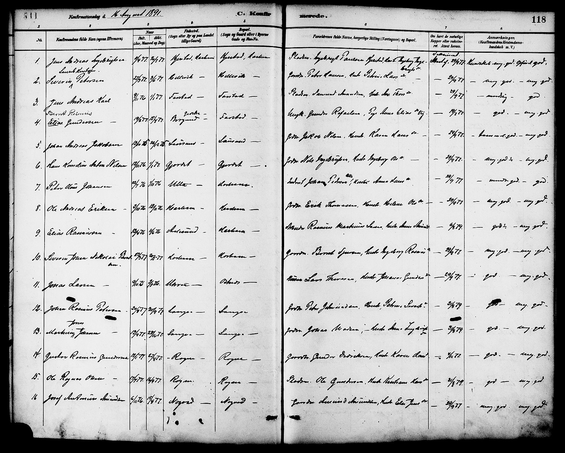 Ministerialprotokoller, klokkerbøker og fødselsregistre - Møre og Romsdal, AV/SAT-A-1454/536/L0501: Parish register (official) no. 536A10, 1884-1896, p. 118