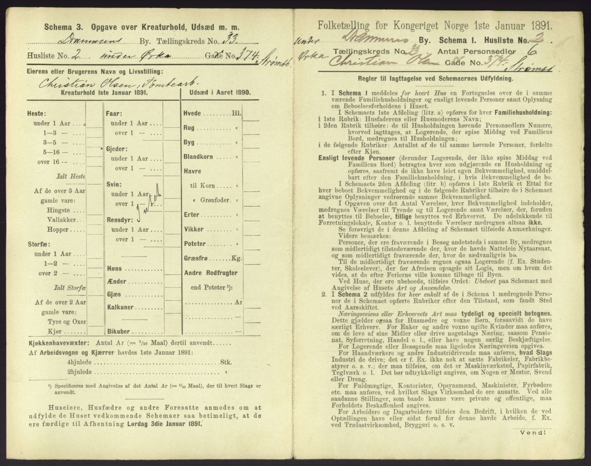 RA, 1891 census for 0602 Drammen, 1891, p. 2873