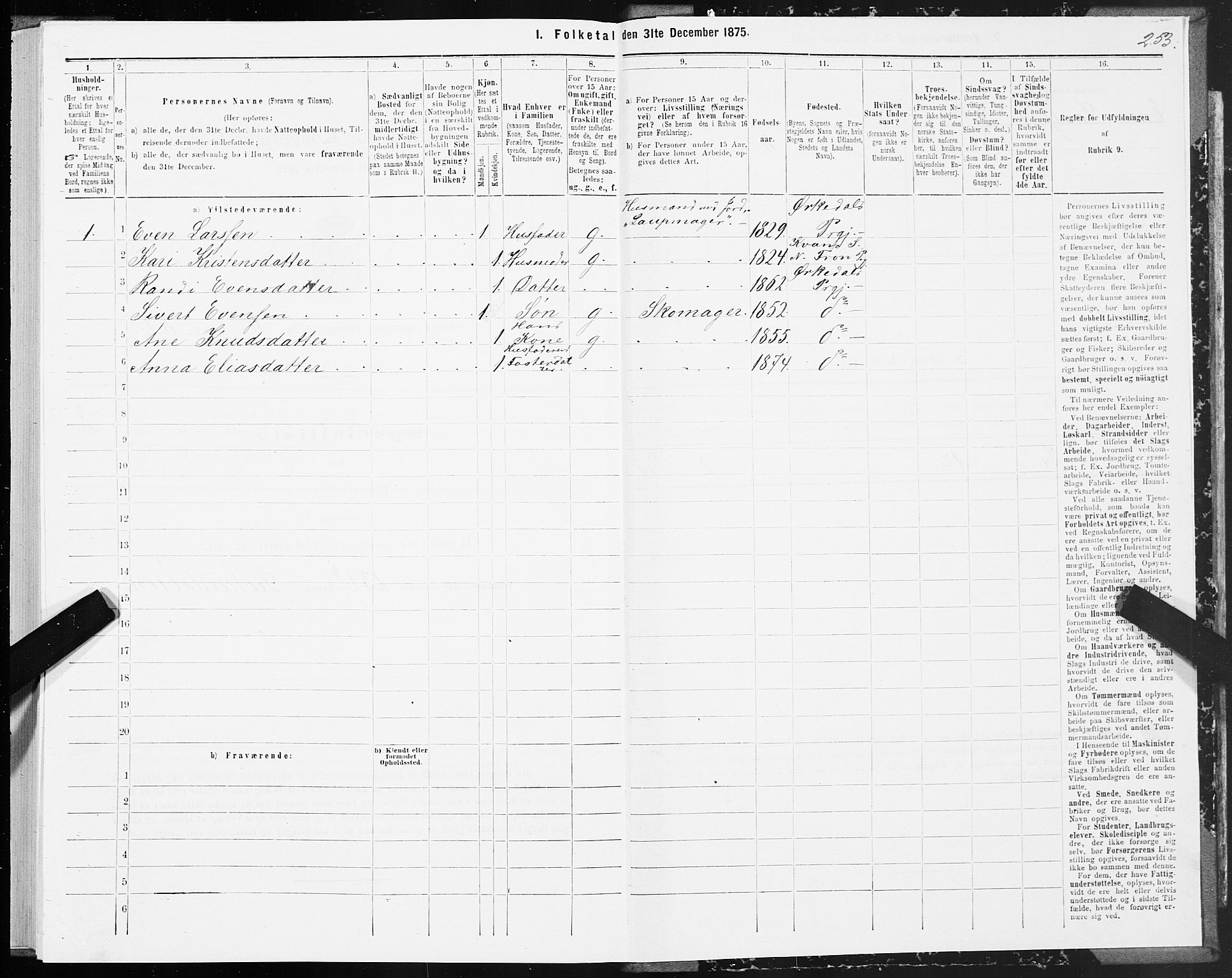 SAT, 1875 census for 1638P Orkdal, 1875, p. 3253