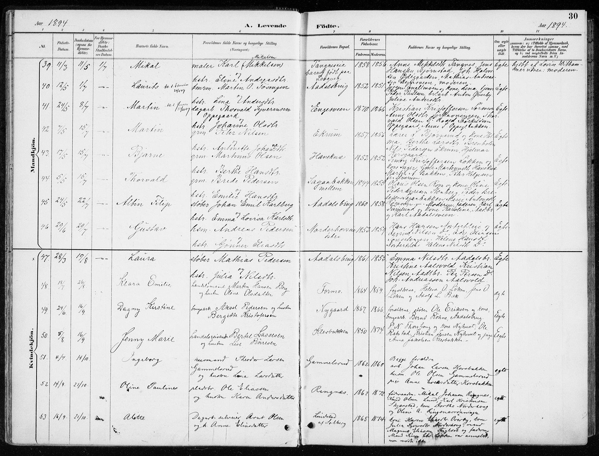 Løten prestekontor, AV/SAH-PREST-022/K/Ka/L0010: Parish register (official) no. 10, 1892-1907, p. 30