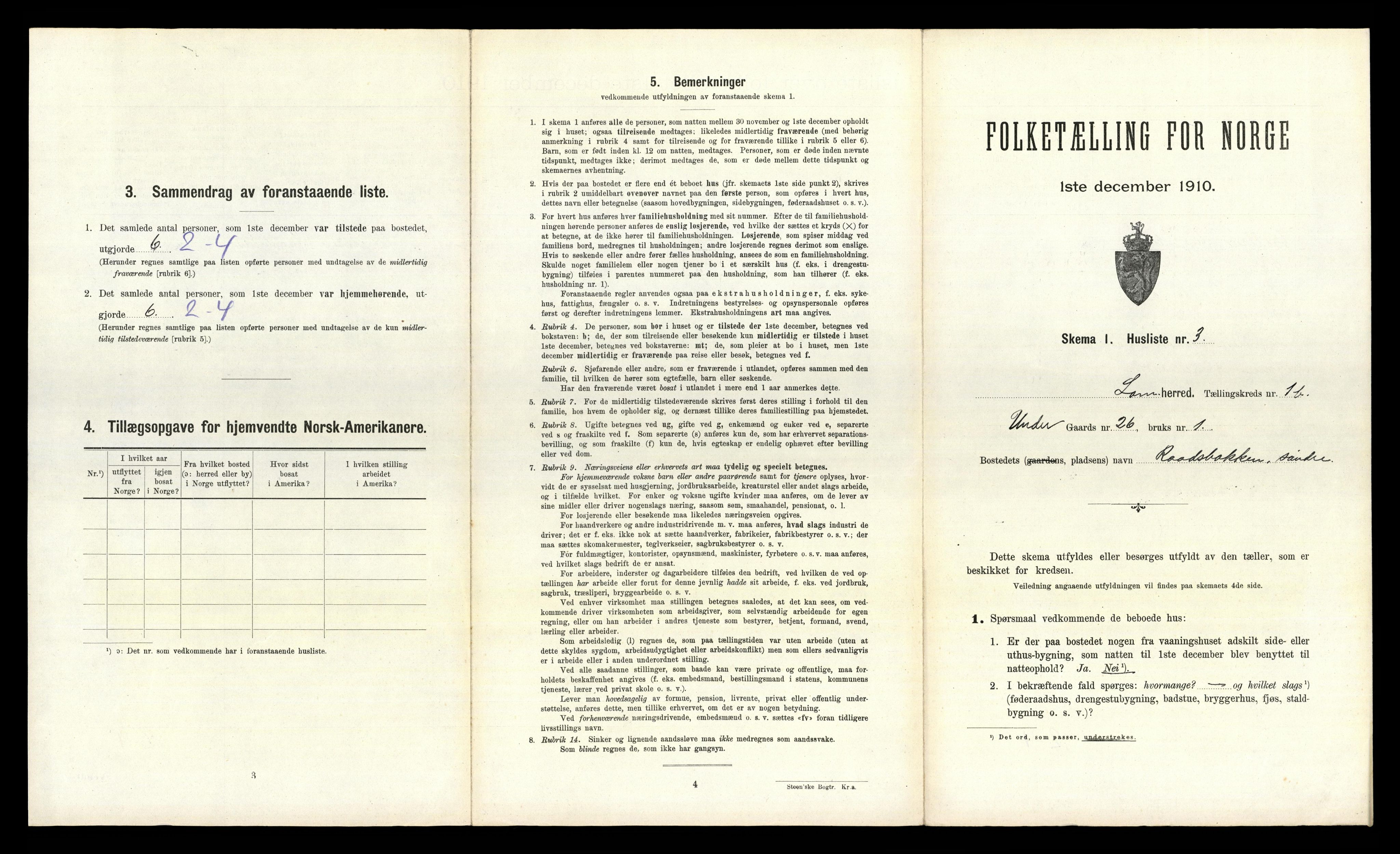 RA, 1910 census for Lom, 1910, p. 197