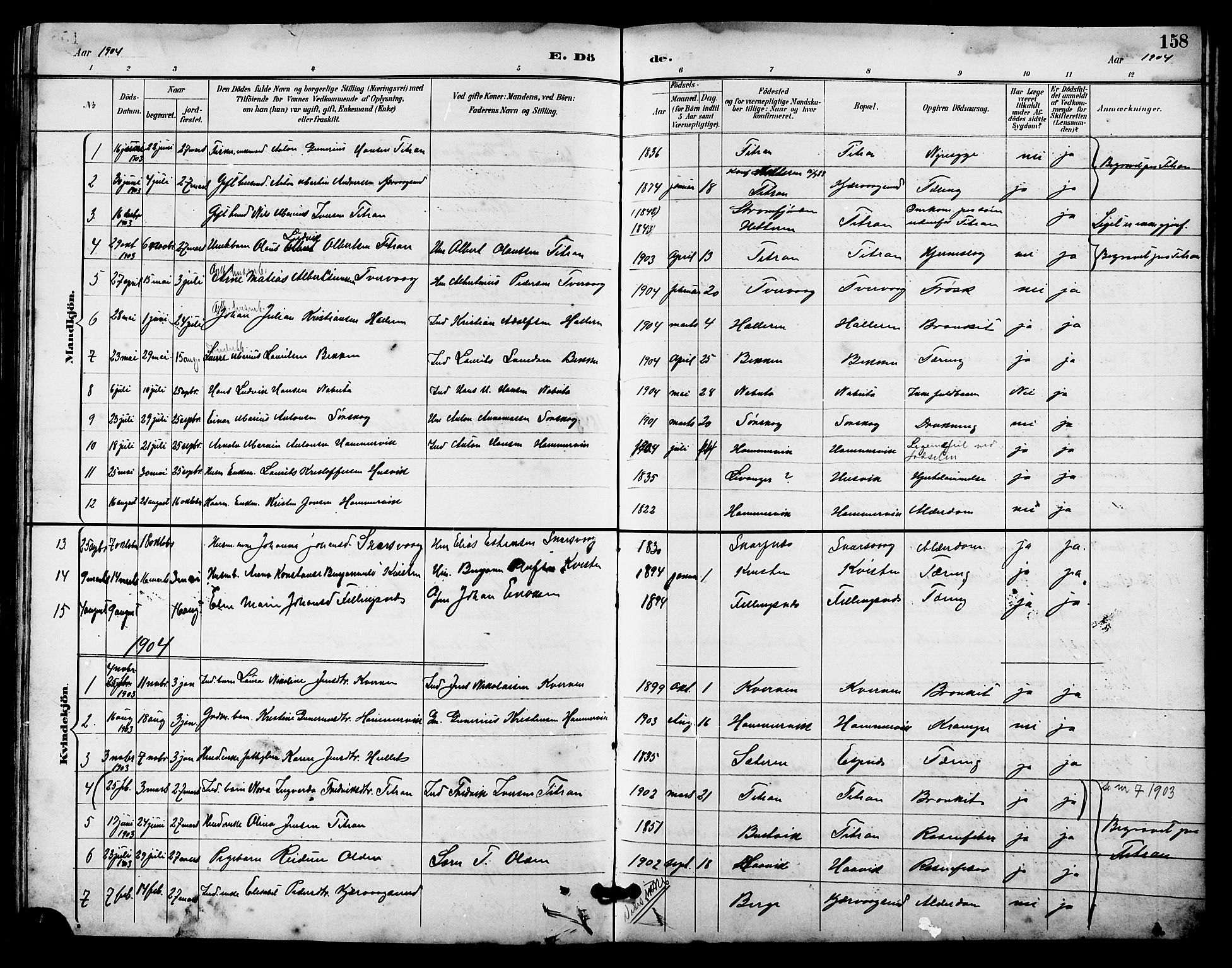 Ministerialprotokoller, klokkerbøker og fødselsregistre - Sør-Trøndelag, SAT/A-1456/641/L0598: Parish register (copy) no. 641C02, 1893-1910, p. 158