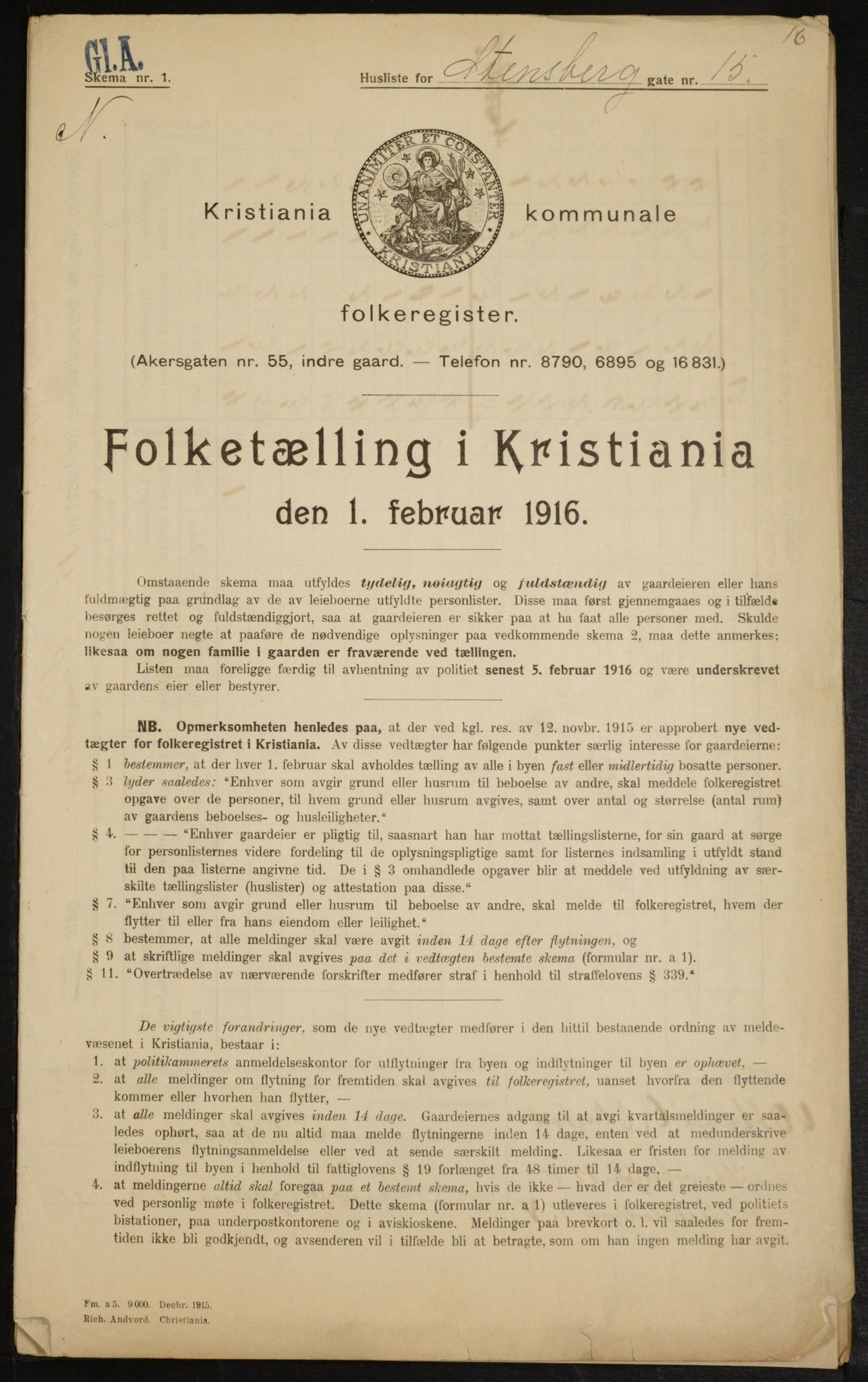 OBA, Municipal Census 1916 for Kristiania, 1916, p. 104197