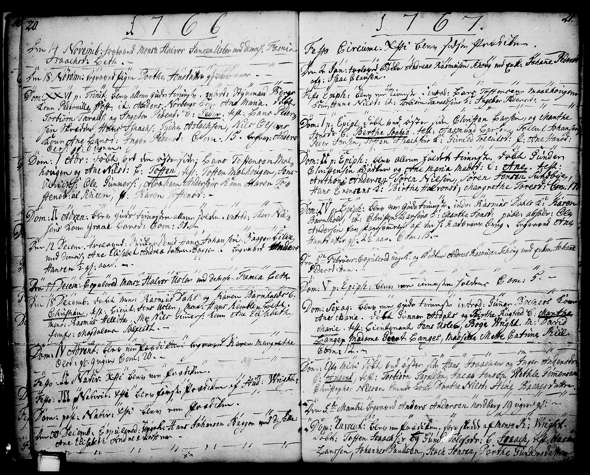Porsgrunn kirkebøker , SAKO/A-104/F/Fa/L0001: Parish register (official) no. 1, 1764-1814, p. 20-21