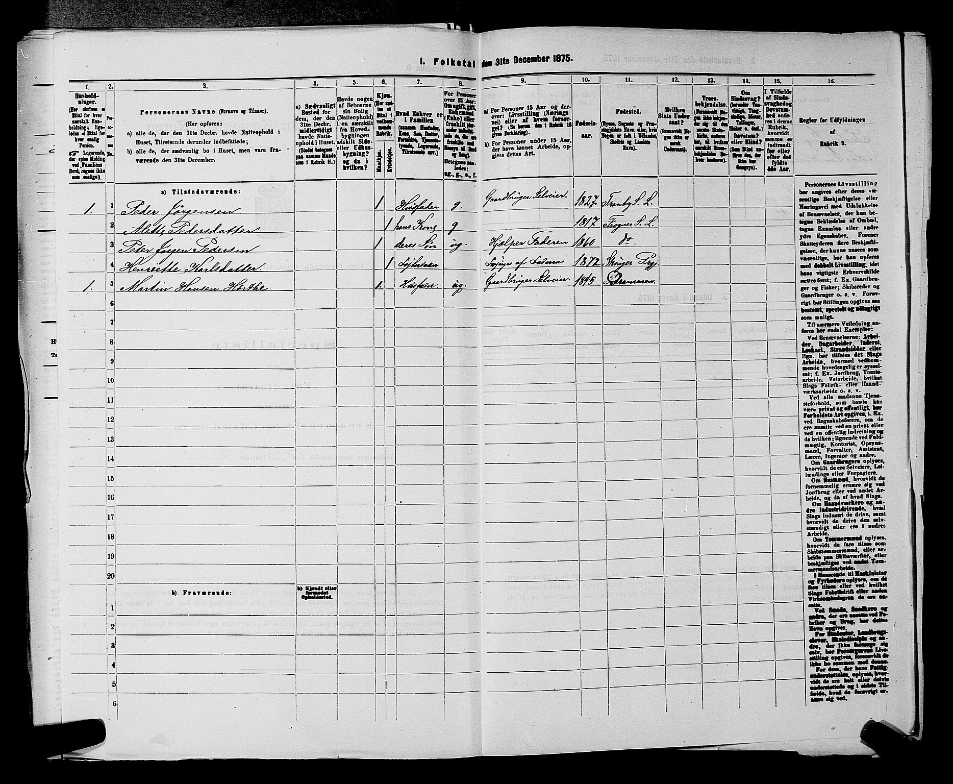 SAKO, 1875 census for 0626P Lier, 1875, p. 1600