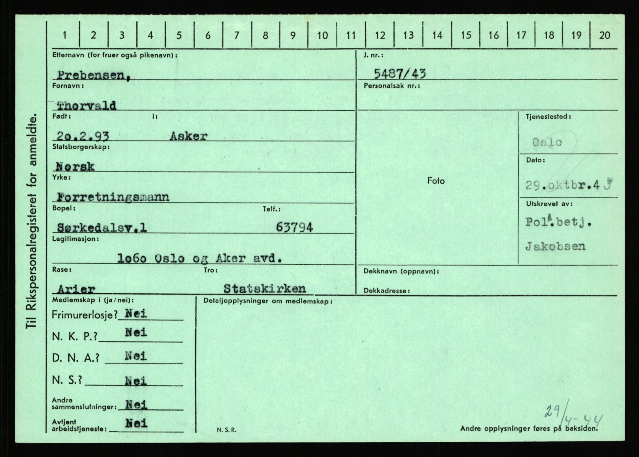 Statspolitiet - Hovedkontoret / Osloavdelingen, AV/RA-S-1329/C/Ca/L0012: Oanæs - Quistgaard	, 1943-1945, p. 4771