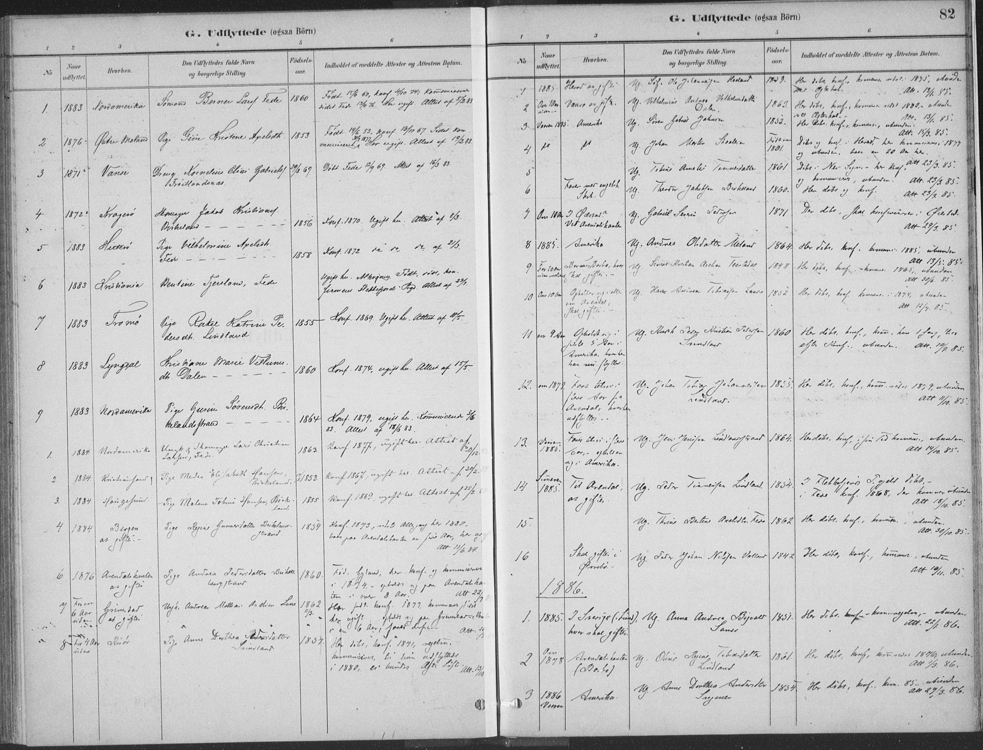 Kvinesdal sokneprestkontor, SAK/1111-0026/F/Fa/Faa/L0004: Parish register (official) no. A 4, 1882-1897, p. 82