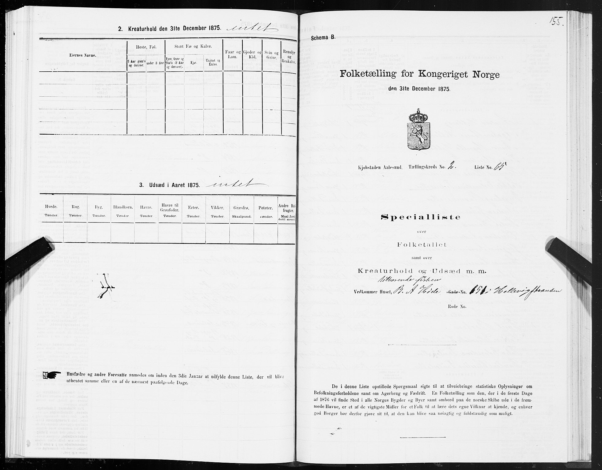 SAT, 1875 census for 1501P Ålesund, 1875, p. 2155