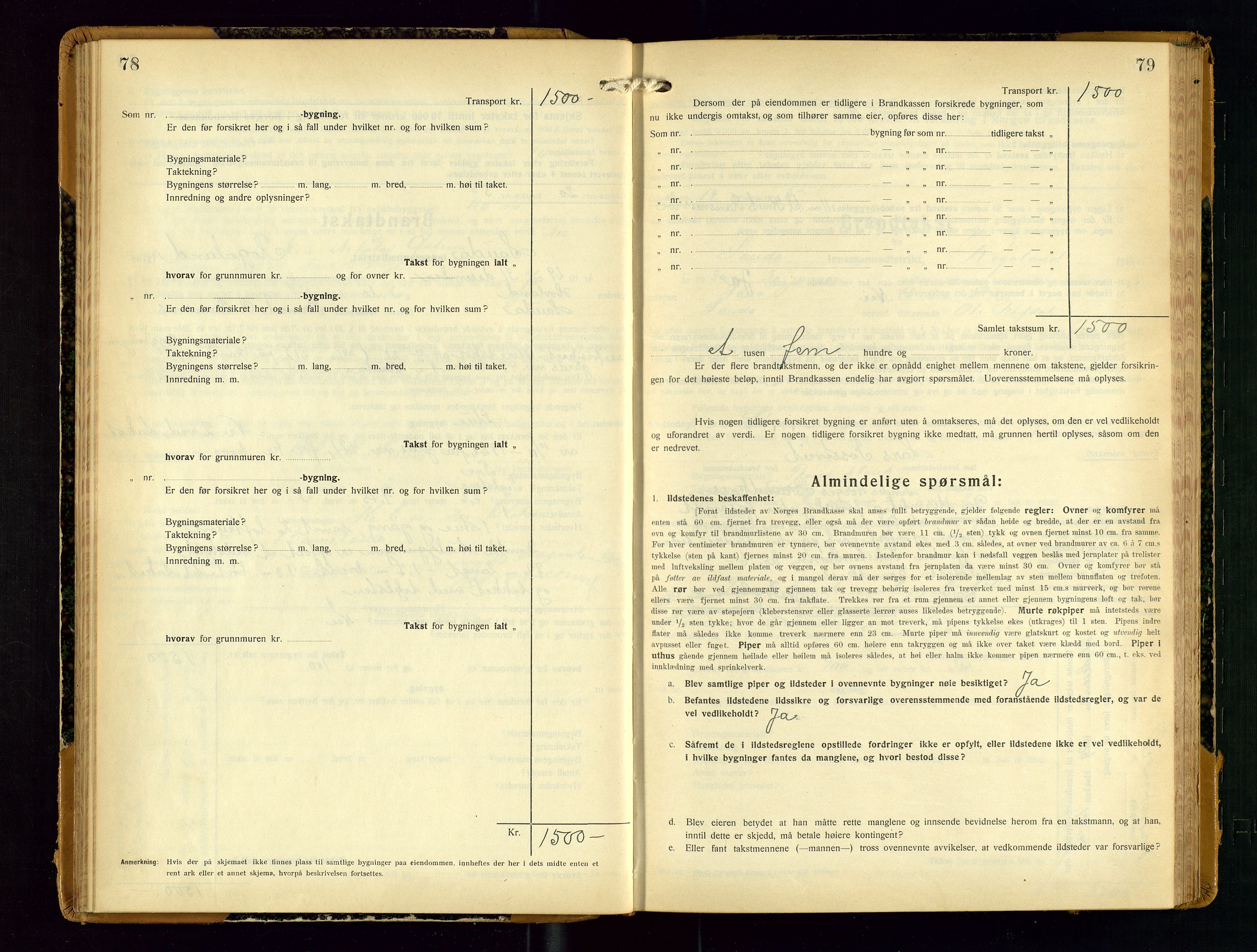 Sauda lensmannskontor, AV/SAST-A-100177/Gob/L0003: Branntakstprotokoll - skjematakst, 1928-1936, p. 78-79