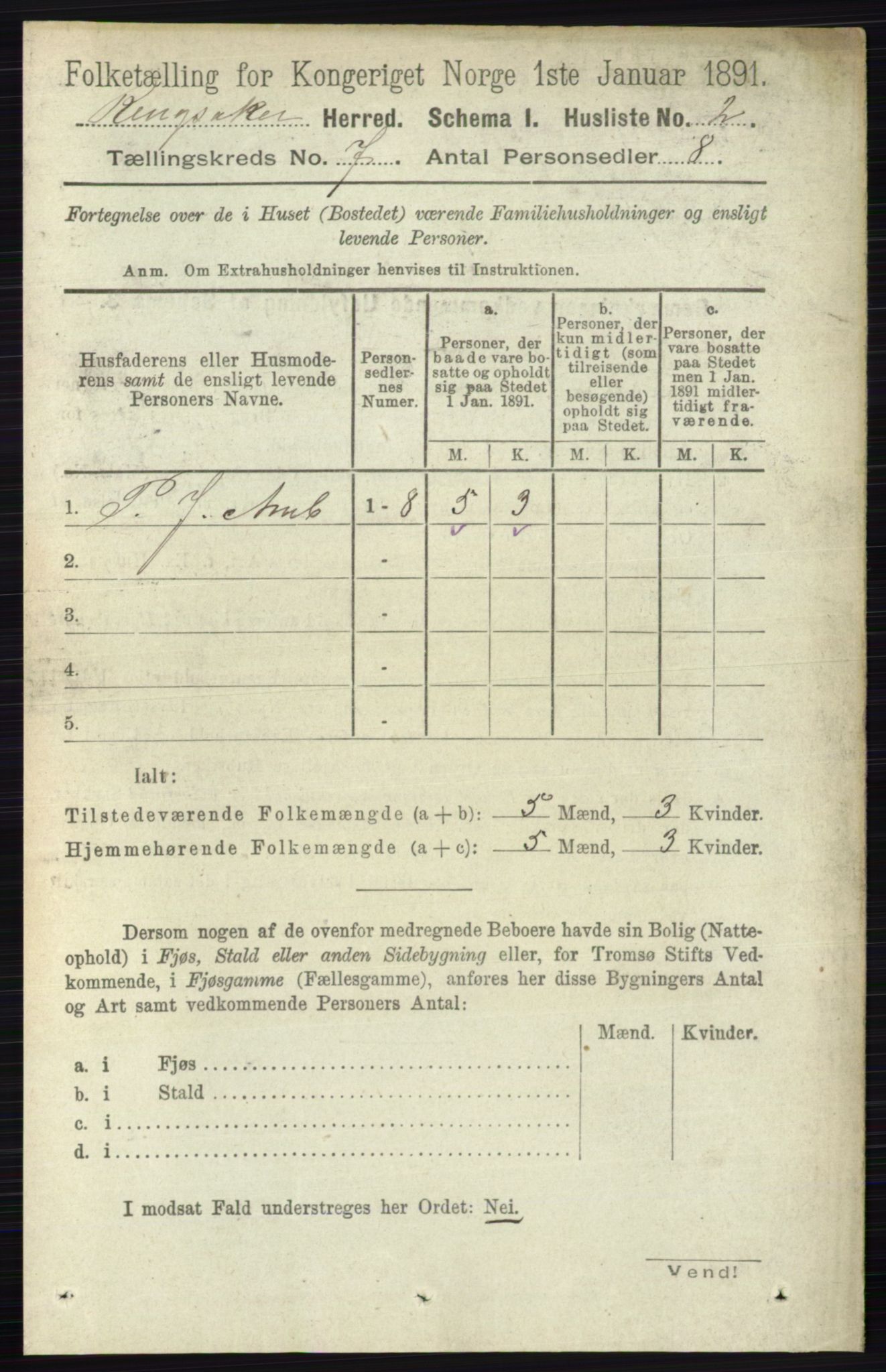 RA, 1891 census for 0412 Ringsaker, 1891, p. 3792