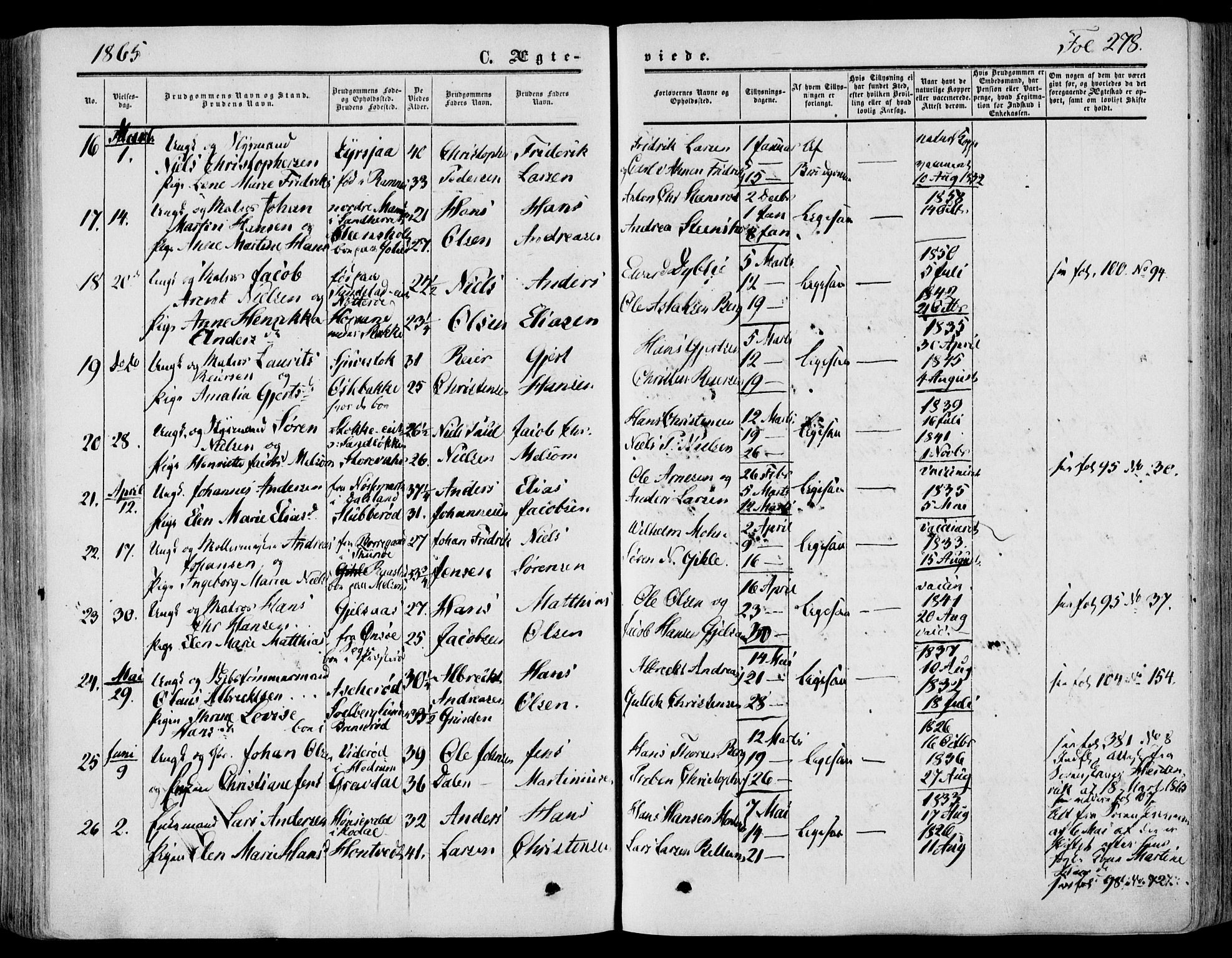 Stokke kirkebøker, AV/SAKO-A-320/F/Fa/L0008: Parish register (official) no. I 8, 1858-1871, p. 278