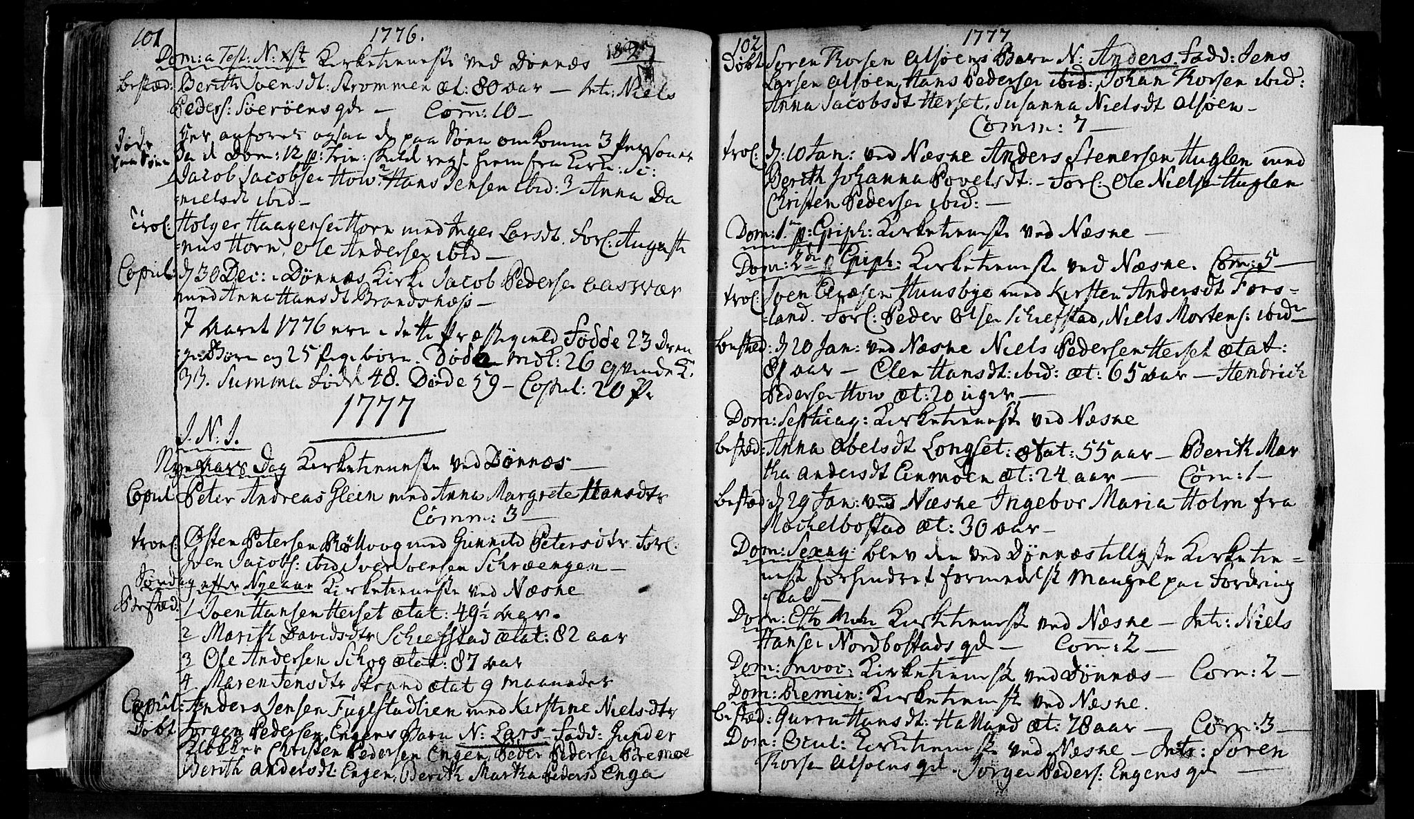 Ministerialprotokoller, klokkerbøker og fødselsregistre - Nordland, AV/SAT-A-1459/838/L0544: Parish register (official) no. 838A03, 1770-1791, p. 101-102