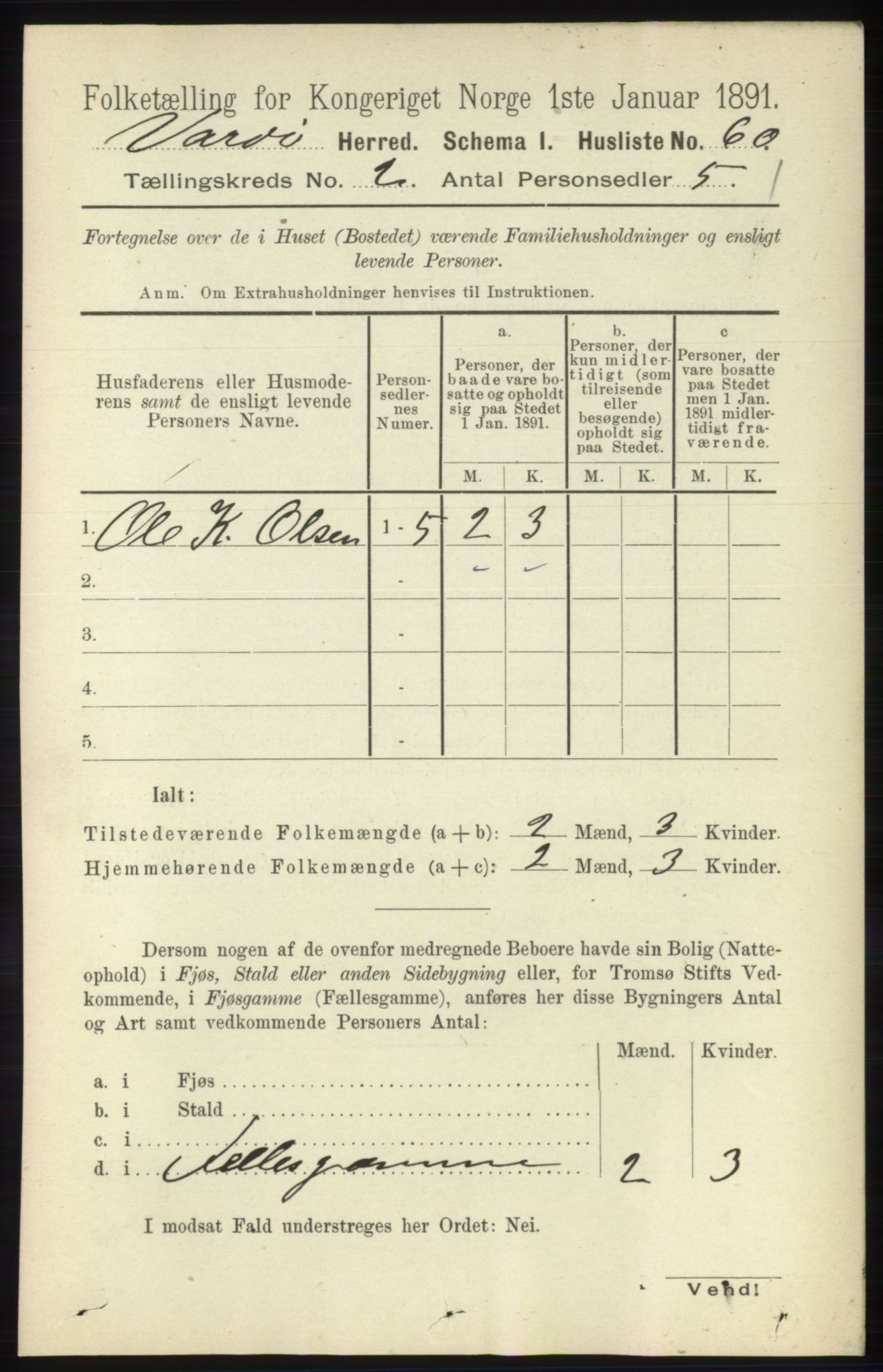 RA, 1891 census for 2028 Vardø, 1891, p. 283
