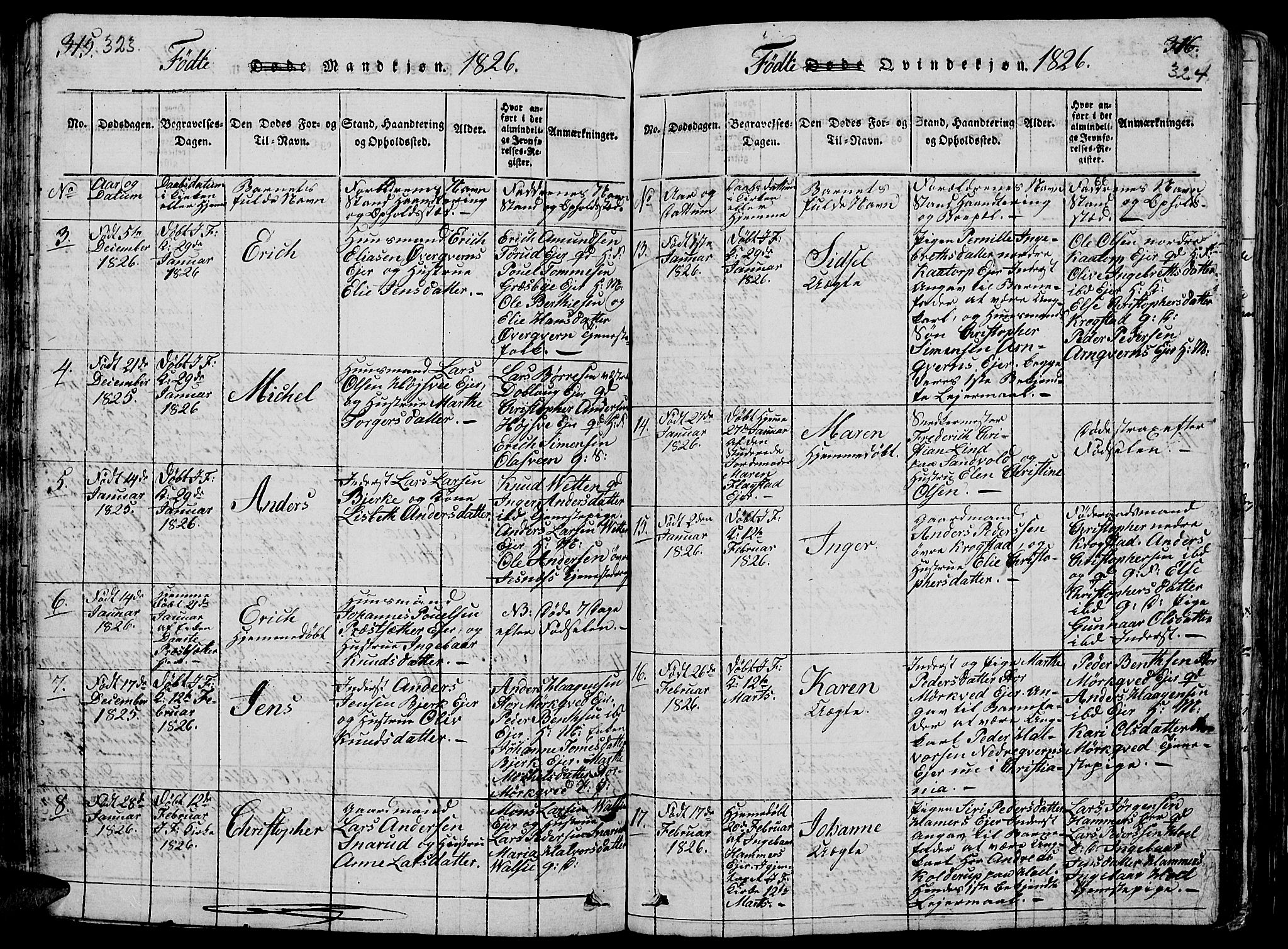 Vang prestekontor, Hedmark, AV/SAH-PREST-008/H/Ha/Hab/L0005: Parish register (copy) no. 5, 1815-1836, p. 323-324