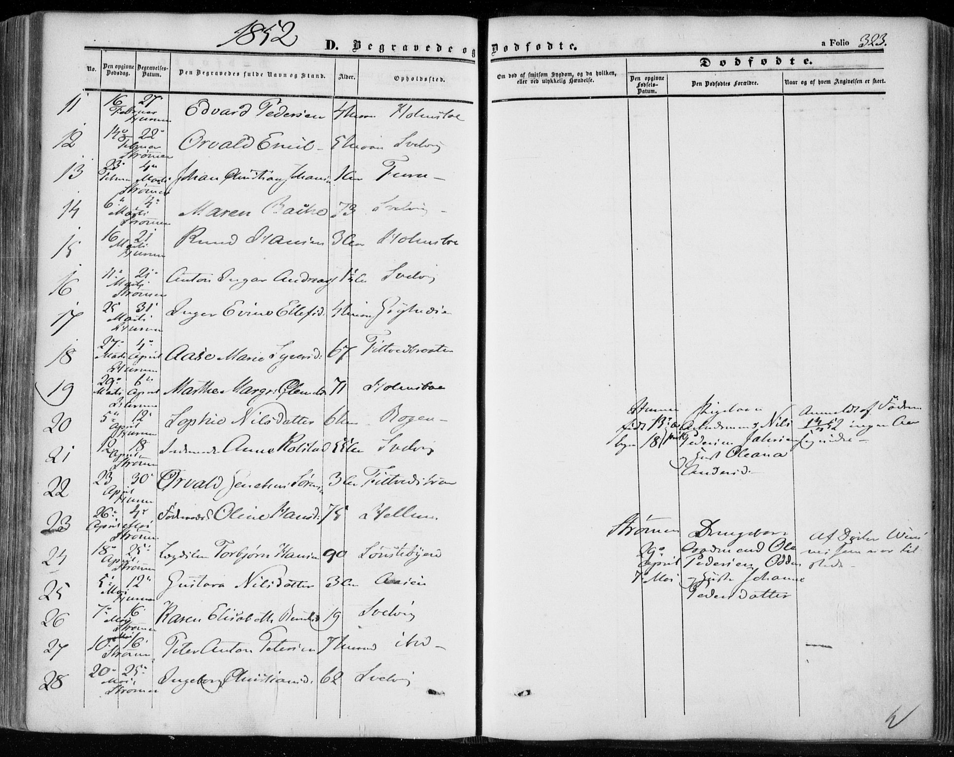 Hurum kirkebøker, AV/SAKO-A-229/F/Fa/L0011: Parish register (official) no. 11, 1847-1860, p. 323