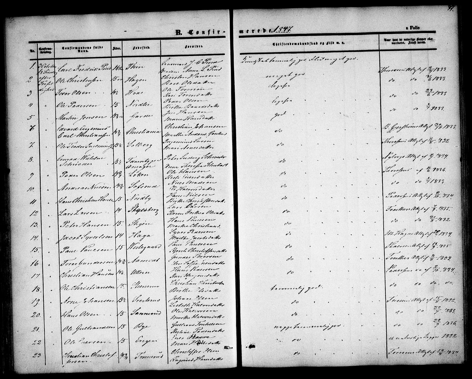 Fet prestekontor Kirkebøker, SAO/A-10370a/F/Fa/L0010: Parish register (official) no. I 10, 1847-1859, p. 77
