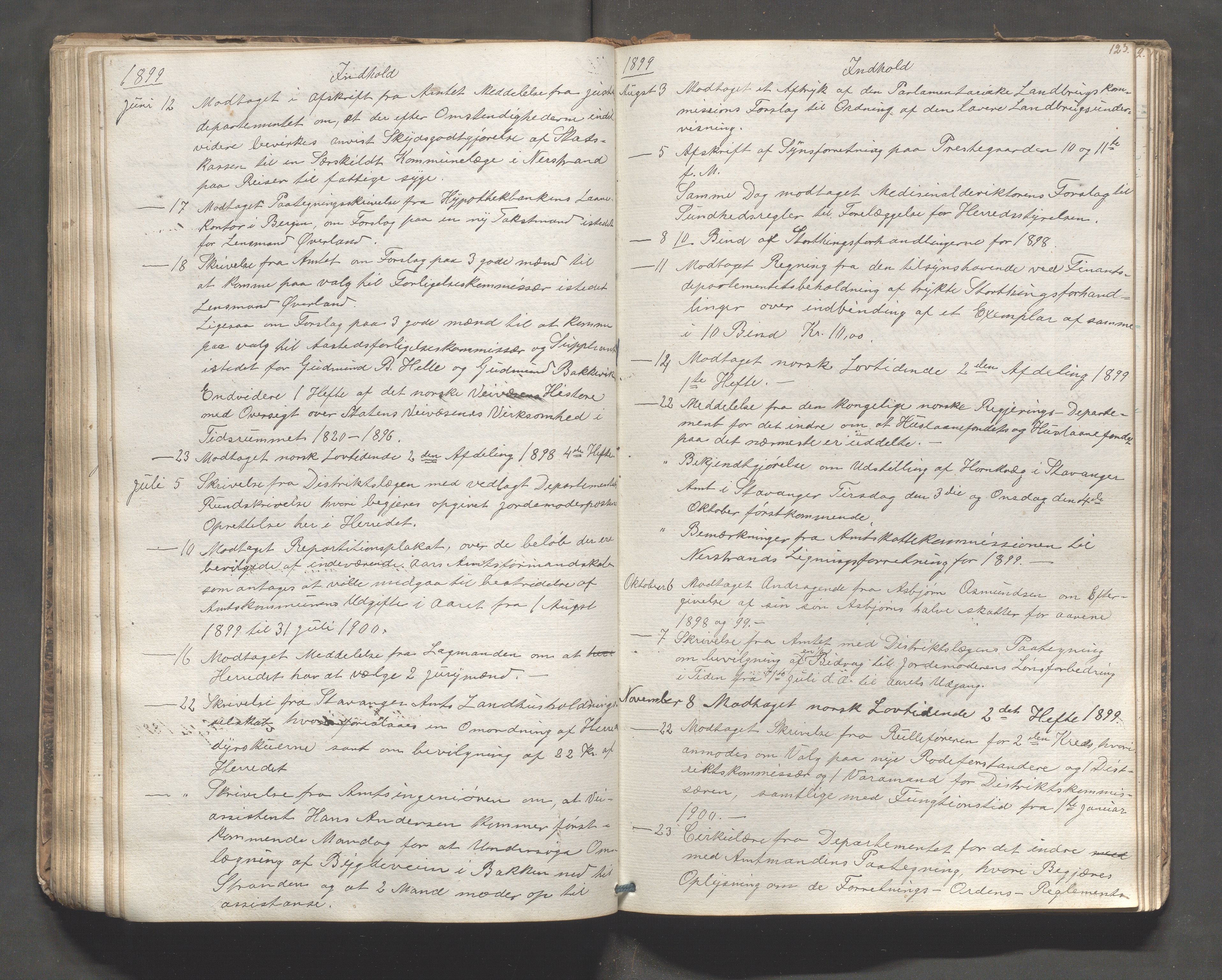 Nedstrand kommune - Formannskapet, IKAR/K-100244/C/L0001: Journal, 1837-1908, p. 123