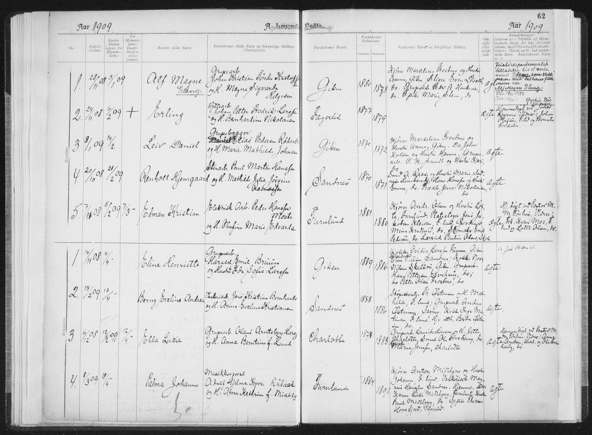 Ministerialprotokoller, klokkerbøker og fødselsregistre - Nordland, SAT/A-1459/850/L0711: Curate's parish register no. 850B01, 1902-1915, p. 62
