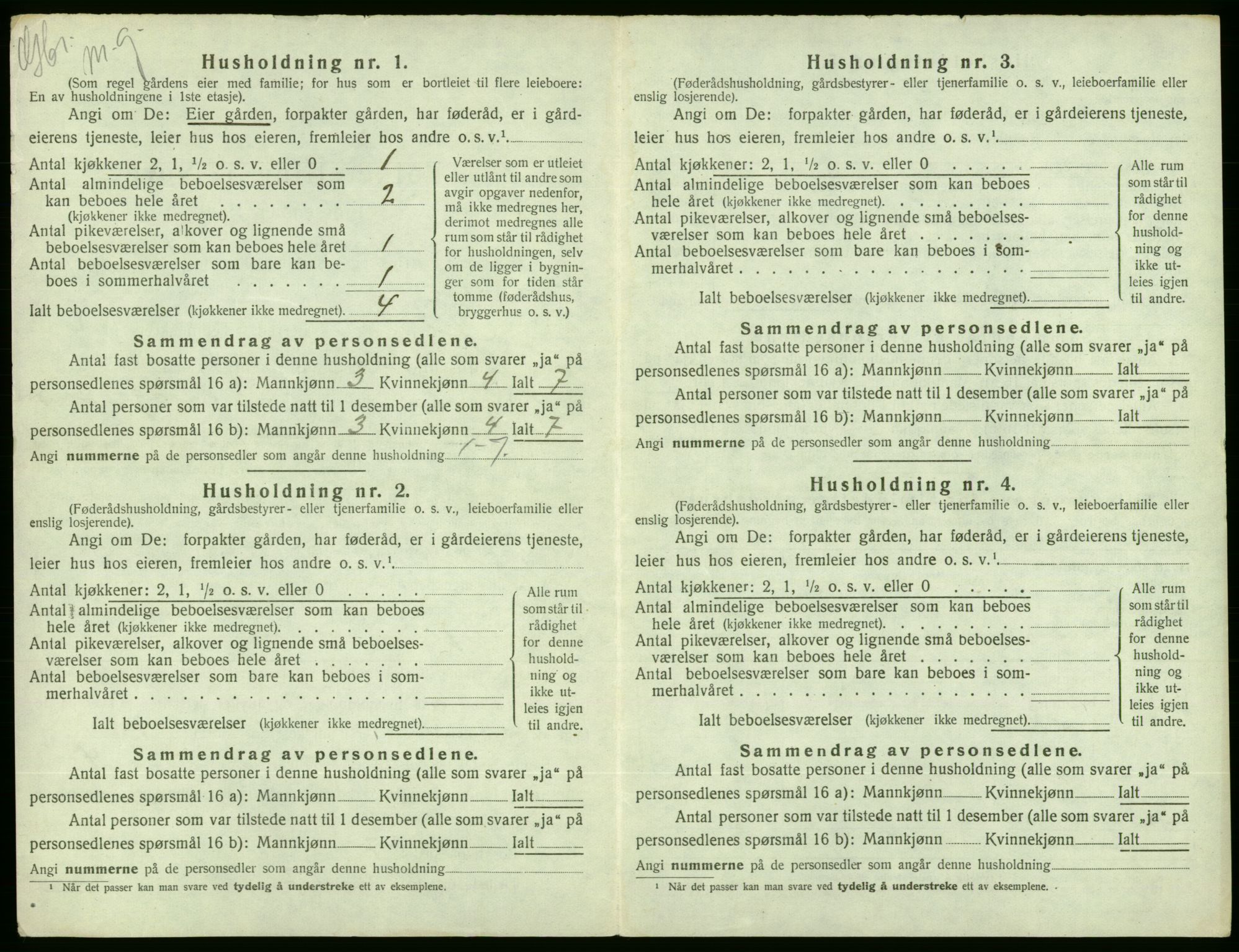 SAB, 1920 census for Ølen, 1920, p. 449