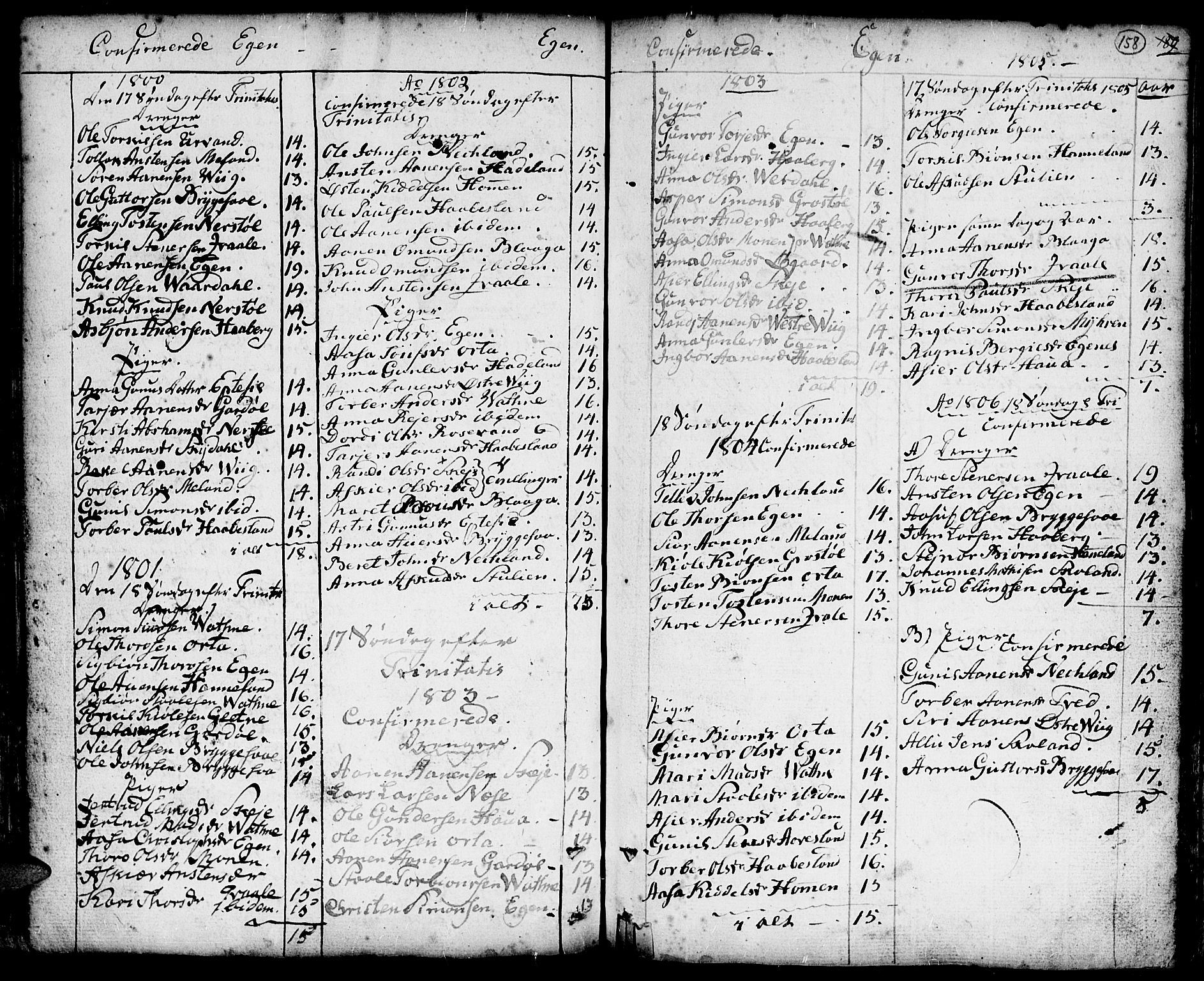 Hægebostad sokneprestkontor, AV/SAK-1111-0024/F/Fa/Faa/L0001: Parish register (official) no. A 1 /2, 1760-1823, p. 158