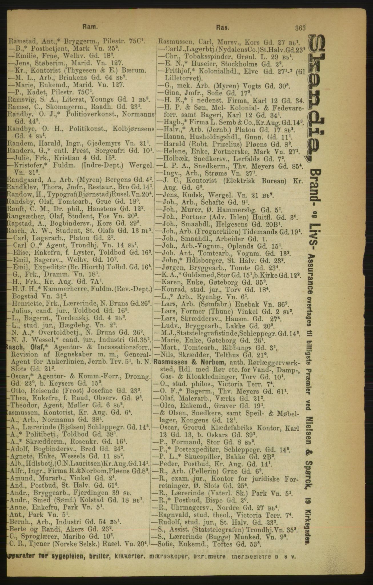 Kristiania/Oslo adressebok, PUBL/-, 1888, p. 363