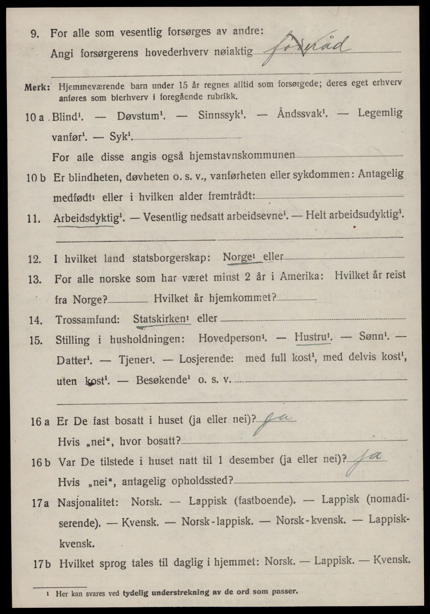 SAT, 1920 census for Osen, 1920, p. 1460