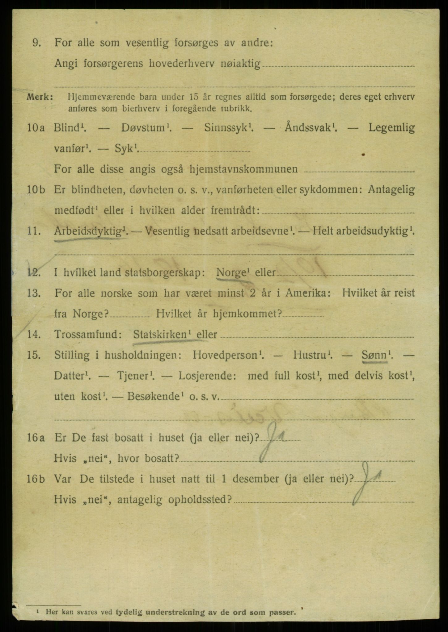 SAB, 1920 census for Bergen, 1920, p. 160715