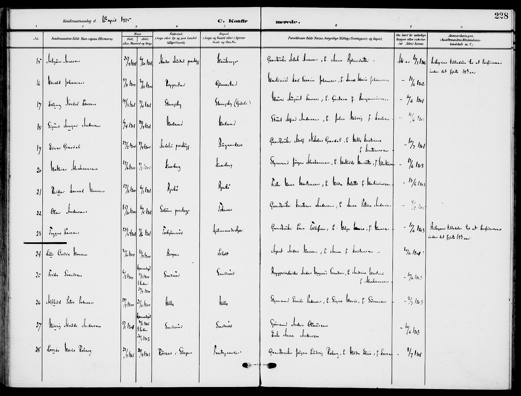 Nøtterøy kirkebøker, AV/SAKO-A-354/F/Fa/L0010: Parish register (official) no. I 10, 1908-1919, p. 228