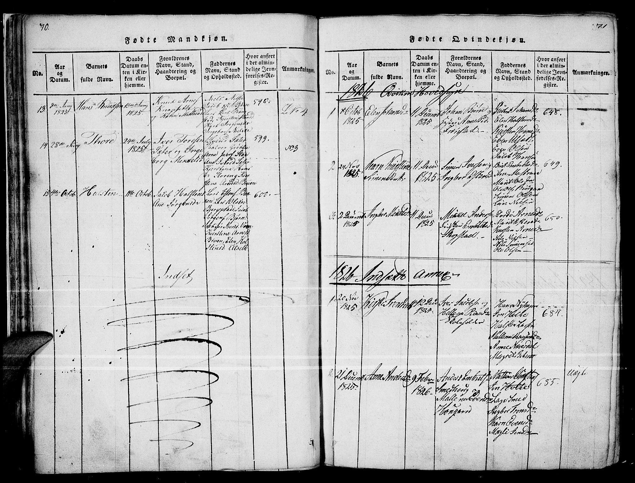 Kvikne prestekontor, AV/SAH-PREST-064/H/Ha/Haa/L0004: Parish register (official) no. 4, 1815-1840, p. 70-71