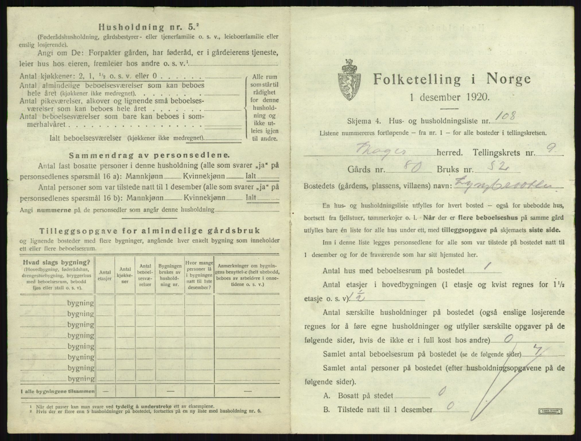 SAKO, 1920 census for Skoger, 1920, p. 2005