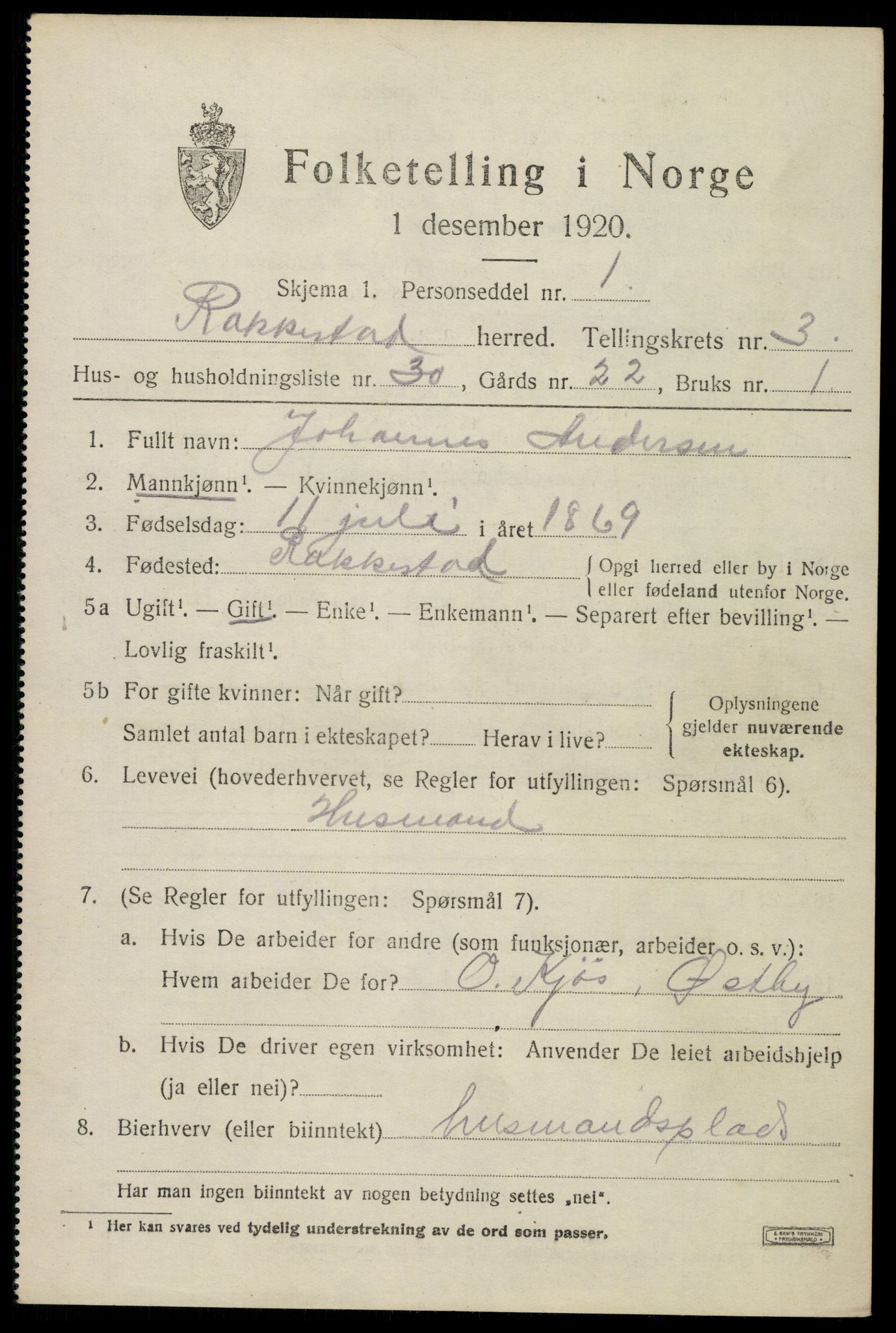 SAO, 1920 census for Rakkestad, 1920, p. 4769