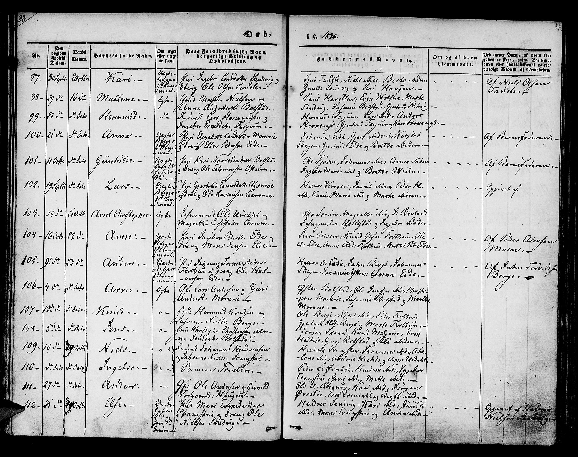 Luster sokneprestembete, AV/SAB-A-81101/H/Haa/Haaa/L0005: Parish register (official) no. A 5, 1831-1841, p. 38