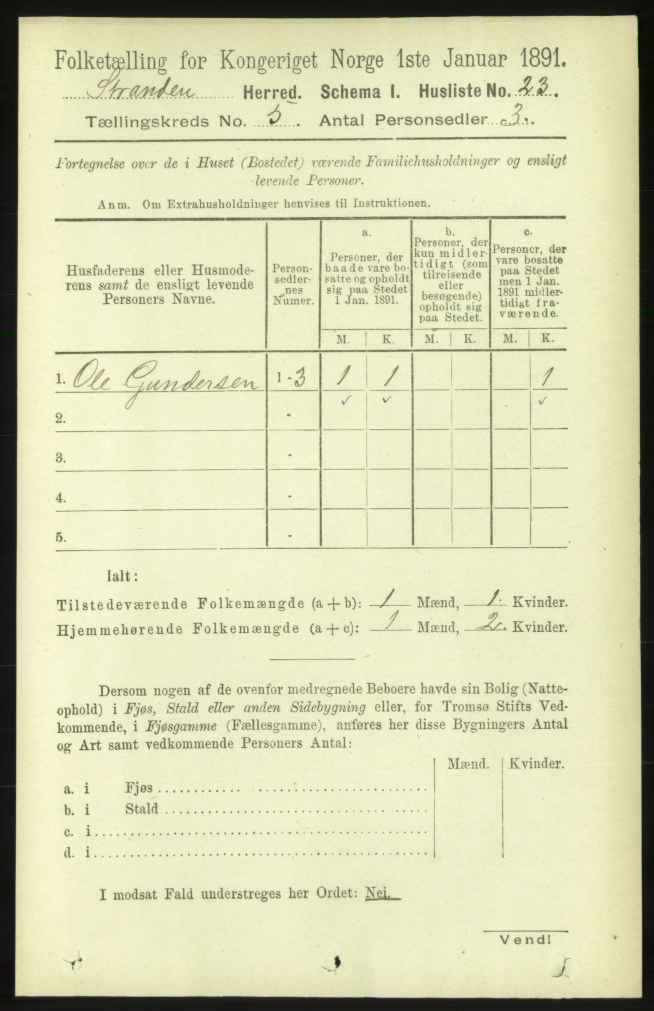 RA, 1891 census for 1525 Stranda, 1891, p. 984