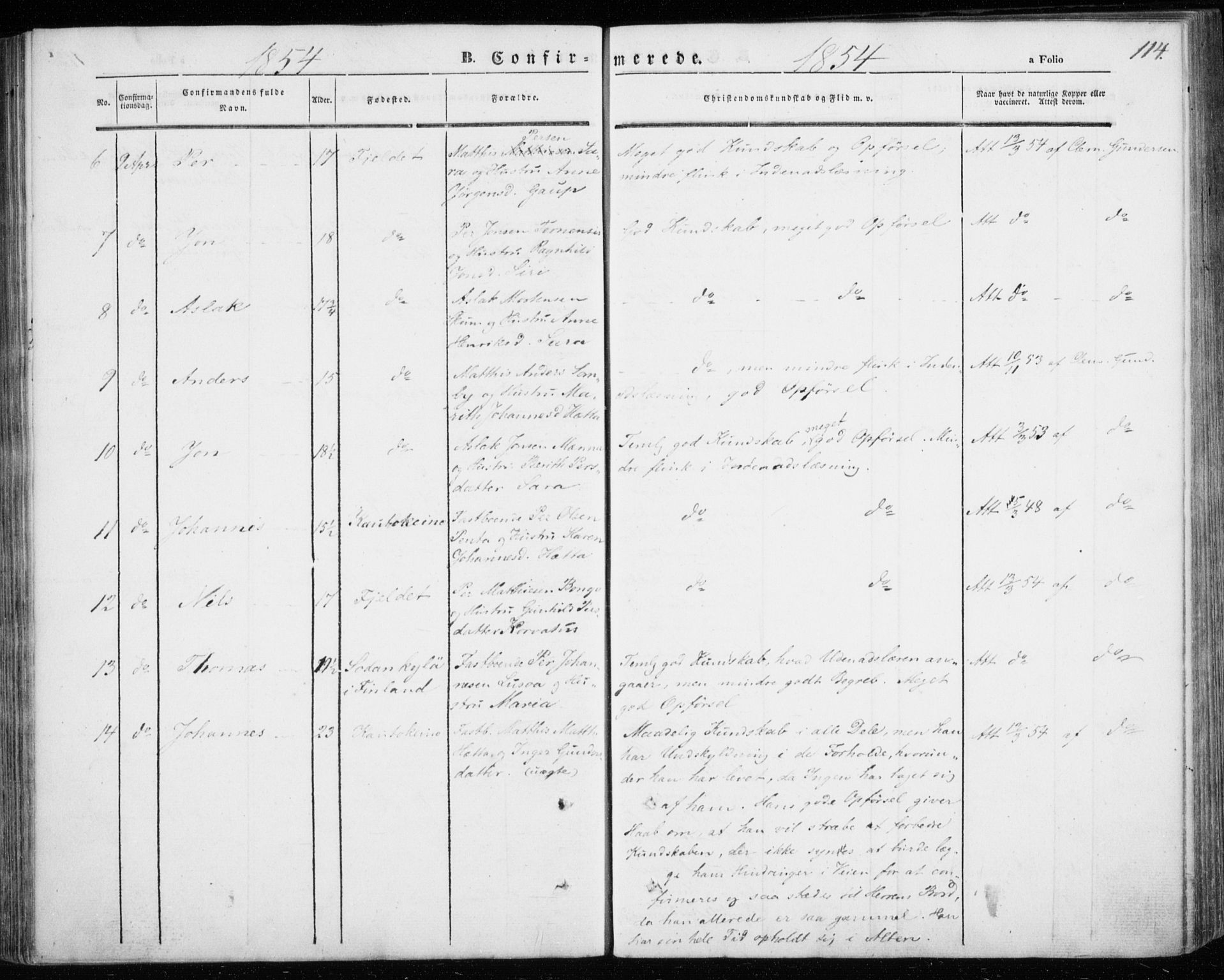 Kautokeino sokneprestembete, SATØ/S-1340/H/Ha/L0002.kirke: Parish register (official) no. 2, 1843-1861, p. 114