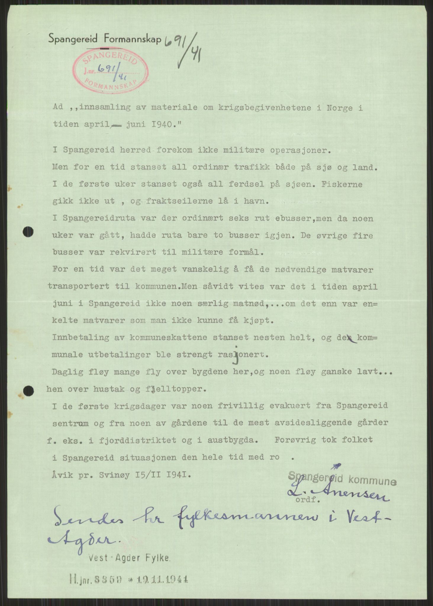 Forsvaret, Forsvarets krigshistoriske avdeling, AV/RA-RAFA-2017/Y/Ya/L0014: II-C-11-31 - Fylkesmenn.  Rapporter om krigsbegivenhetene 1940., 1940, p. 883
